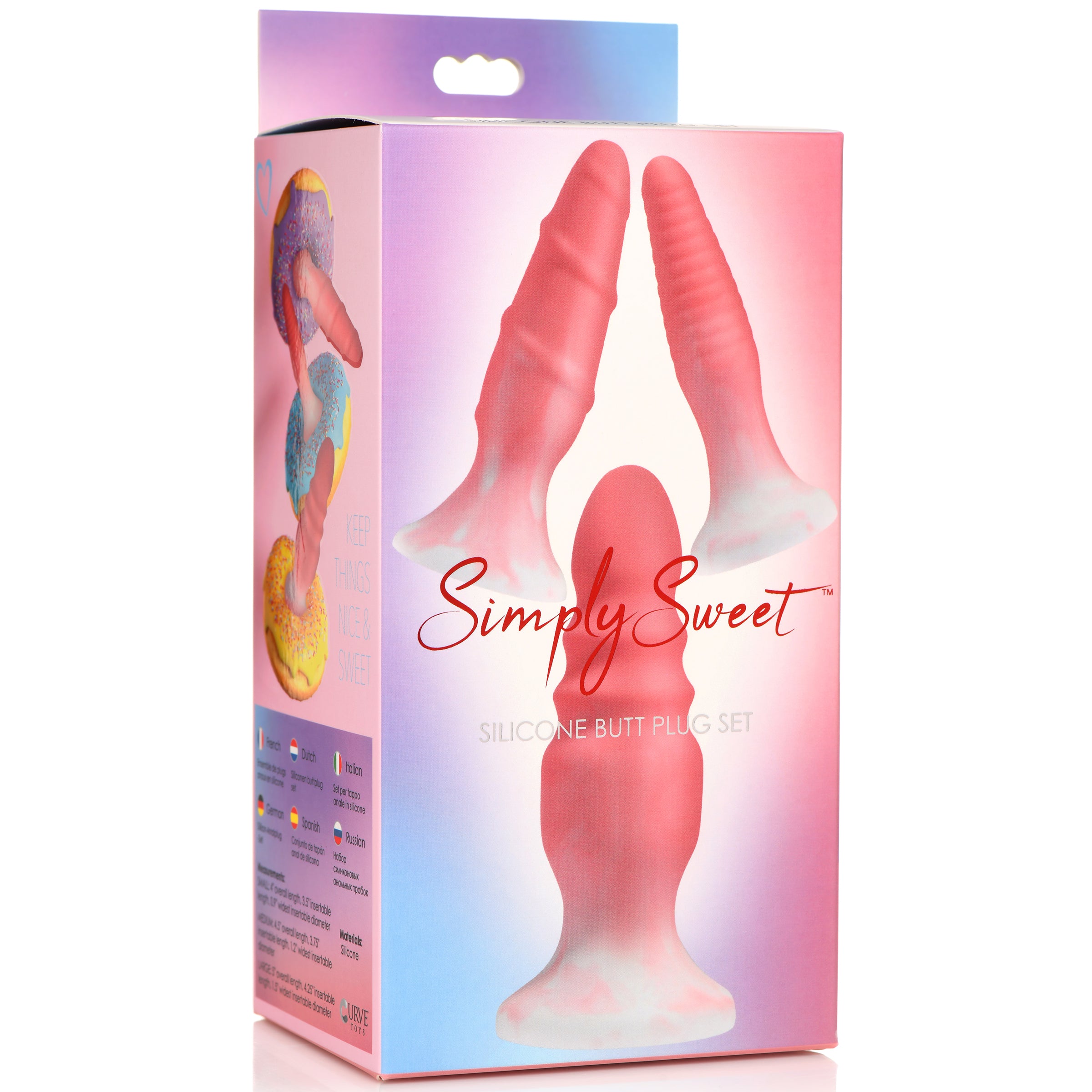 Simply Sweet 3 Piece Silicone Butt Plug Set - Pink Pink