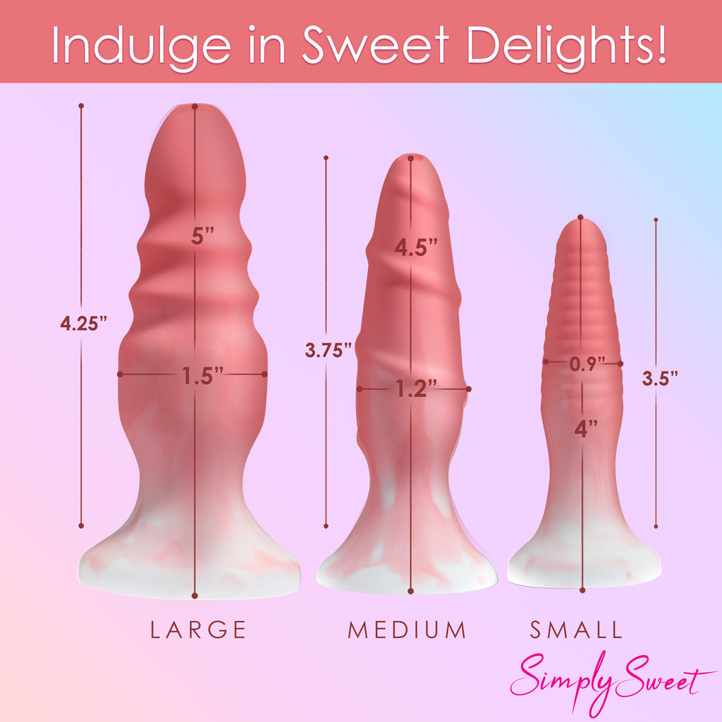 Simply Sweet 3 Piece Silicone Butt Plug Set - Pink Pink