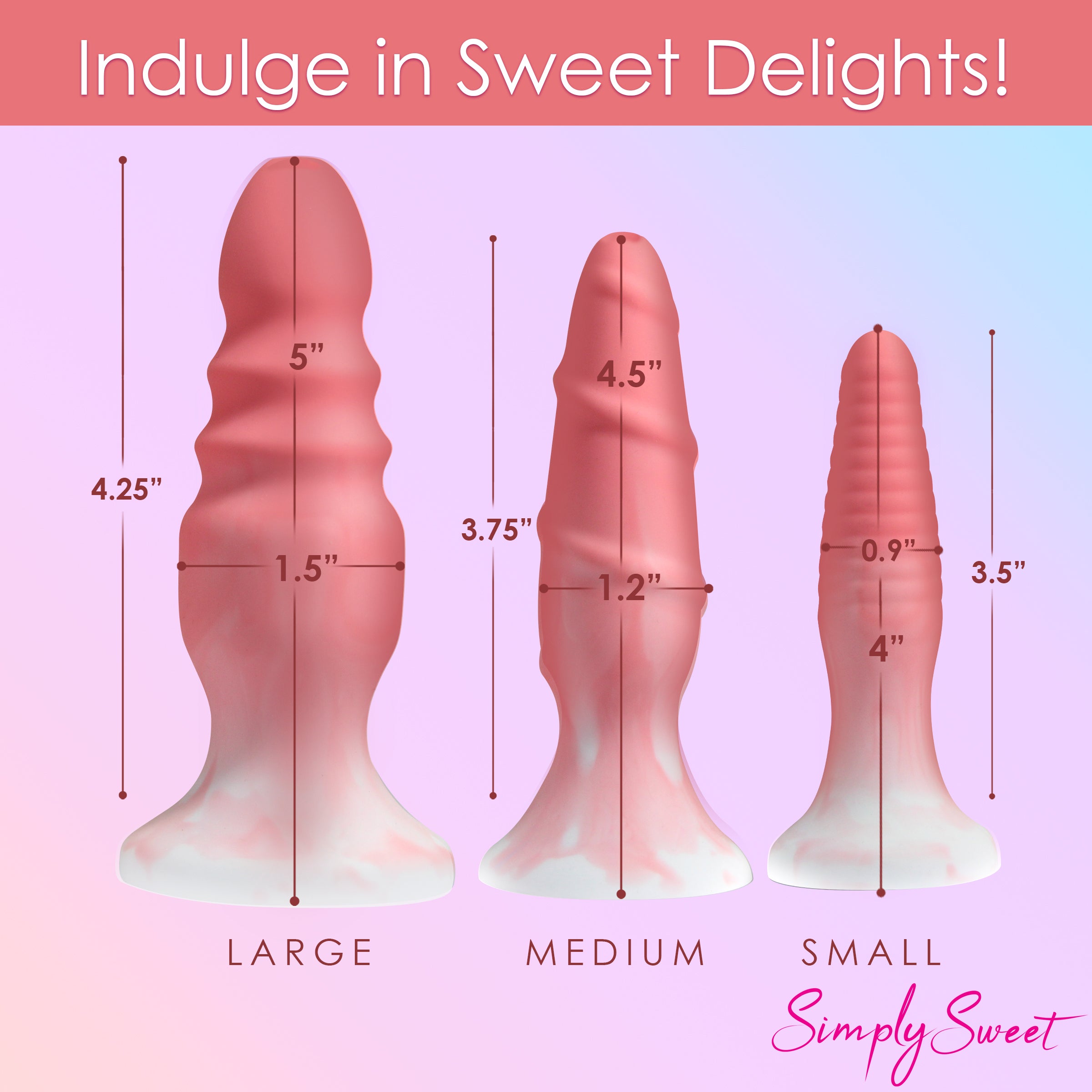 Simply Sweet 3 Piece Silicone Butt Plug Set - Pink Pink