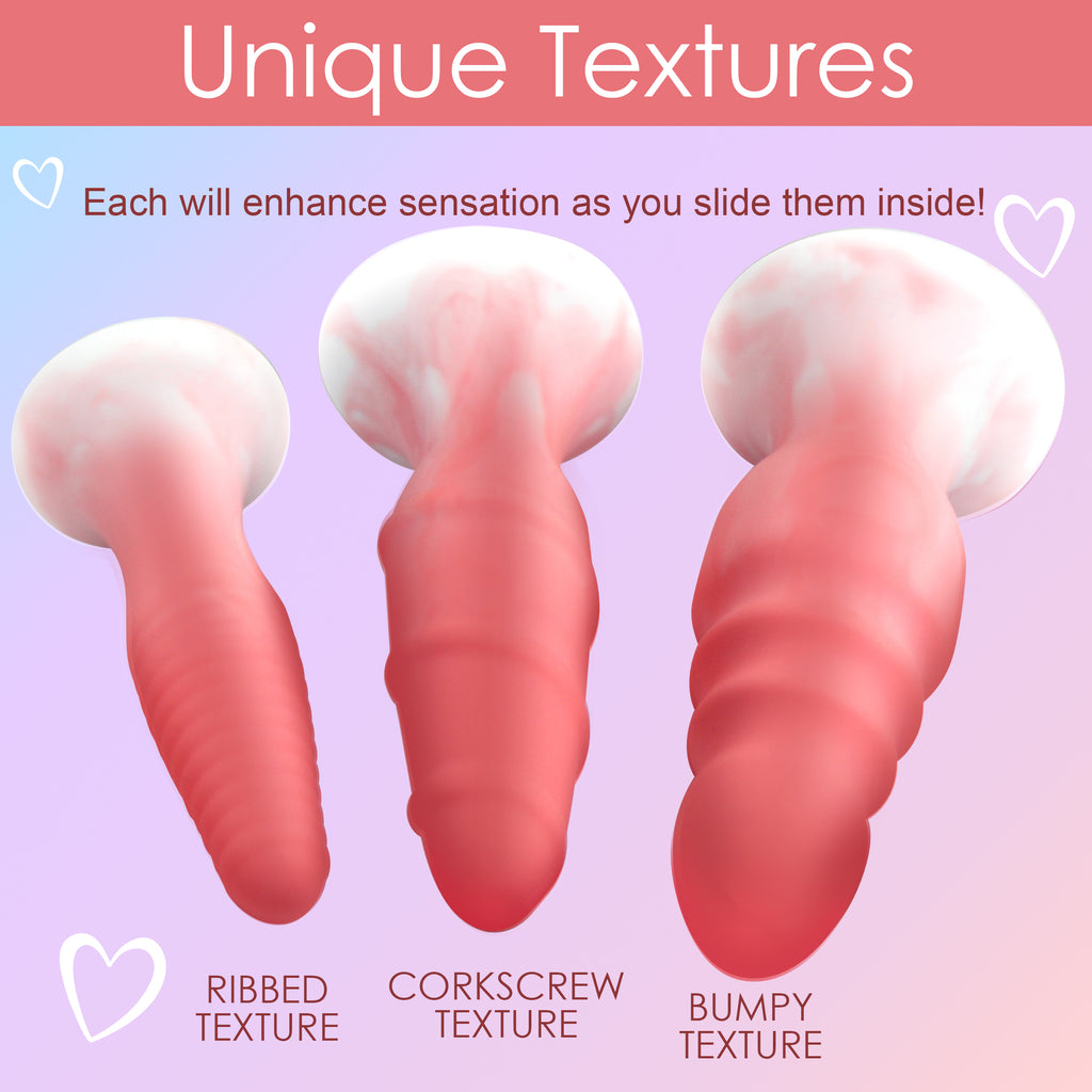 Simply Sweet 3 Piece Silicone Butt Plug Set - Pink Pink
