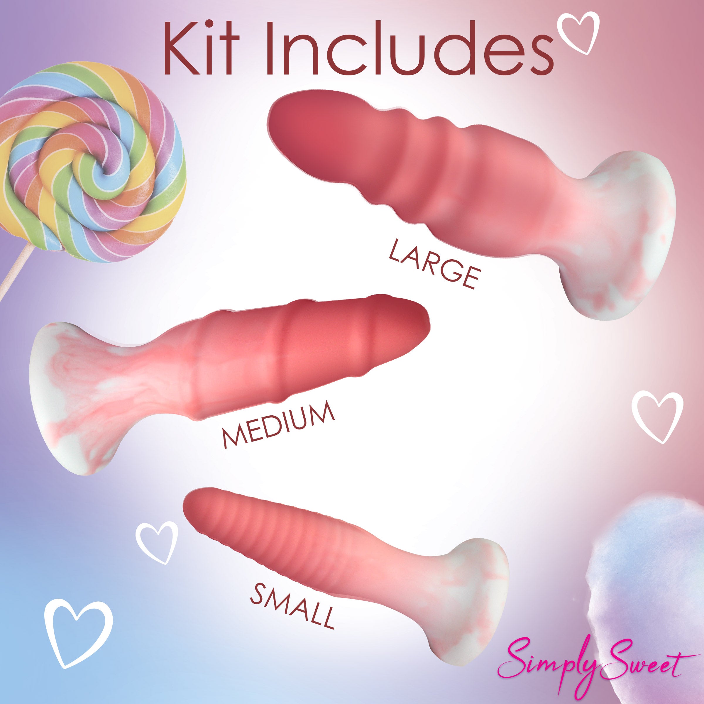 Simply Sweet 3 Piece Silicone Butt Plug Set - Pink Pink