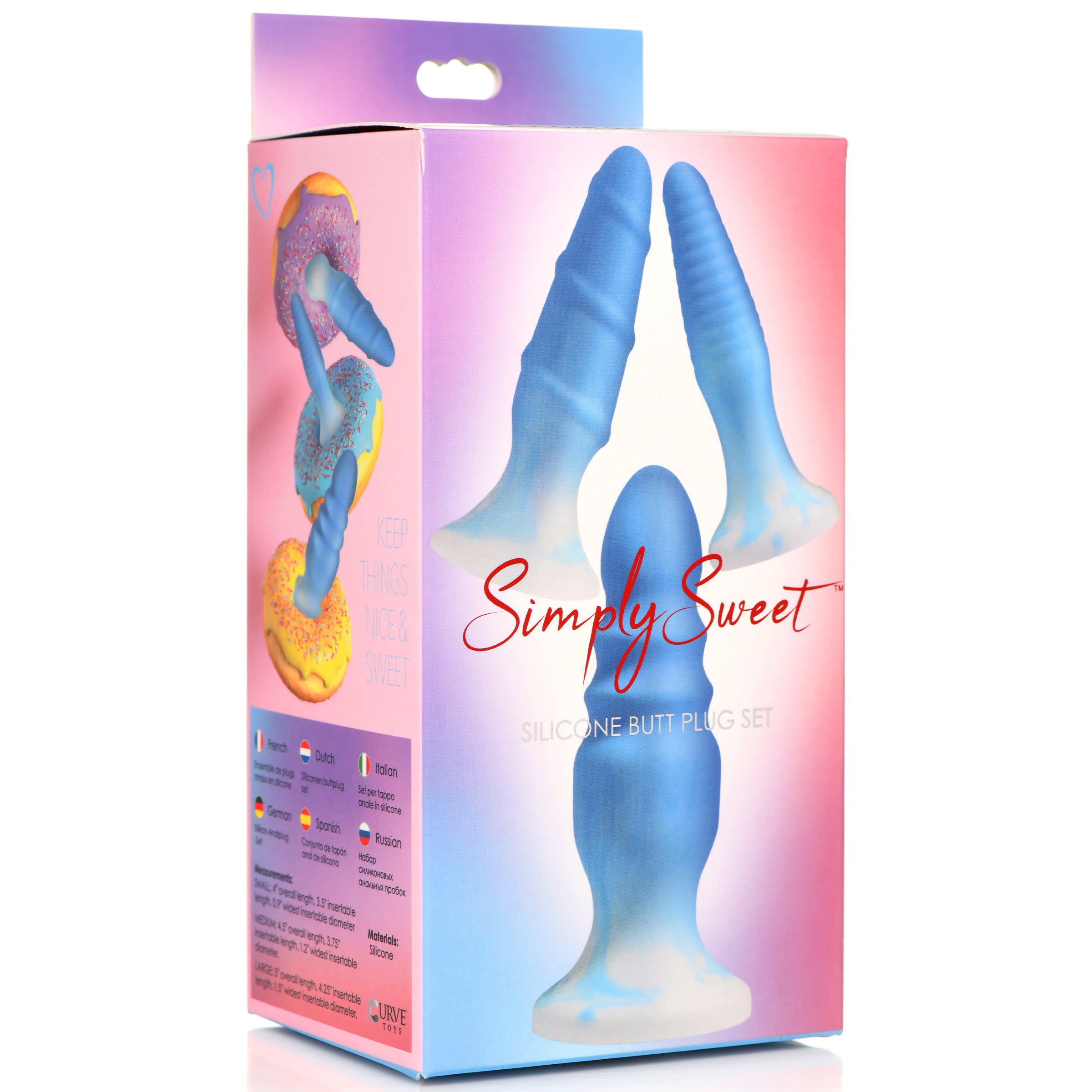Simply Sweet 3 Piece Silicone Butt Plug Set - Blue Blue