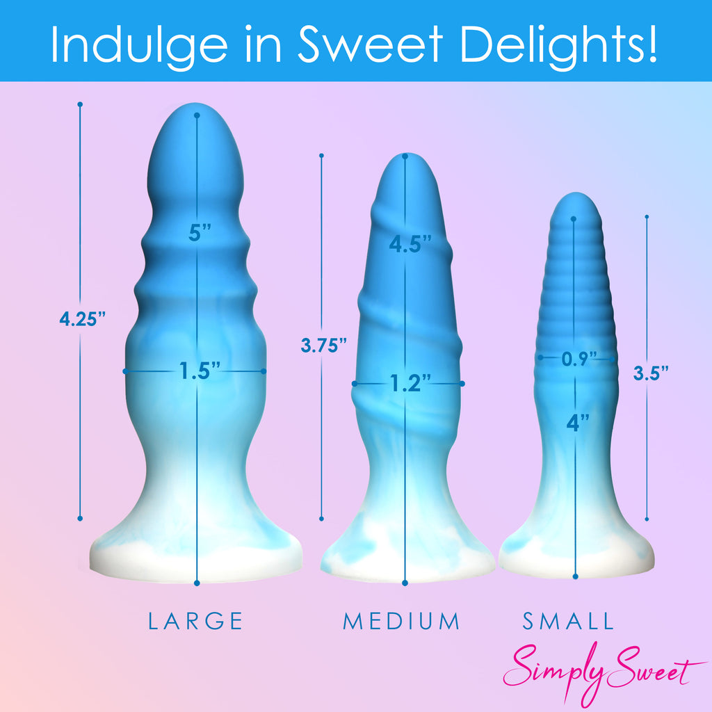 Simply Sweet 3 Piece Silicone Butt Plug Set - Blue Blue