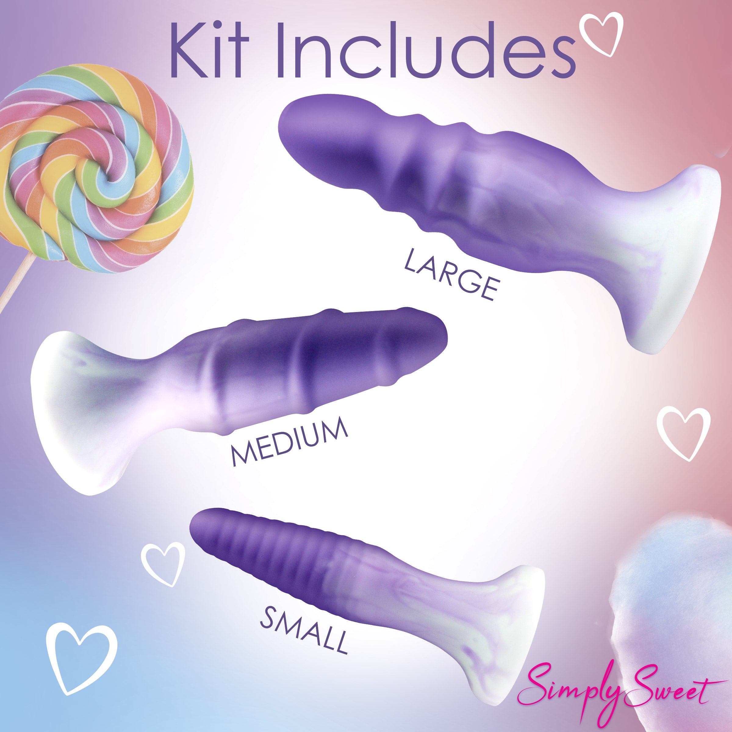 Simply Sweet 3 Piece Silicone Butt Plug Set - Purple Purple