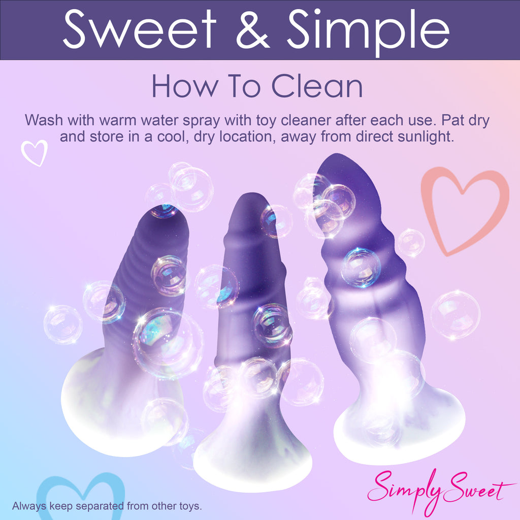 Simply Sweet 3 Piece Silicone Butt Plug Set - Purple Purple
