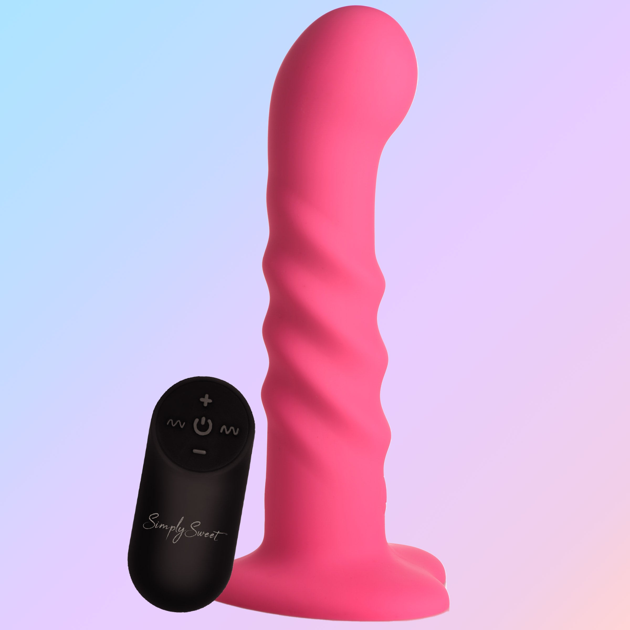 Simply Sweet 21X Vibrating Ribbed Silicone Dildo Pink