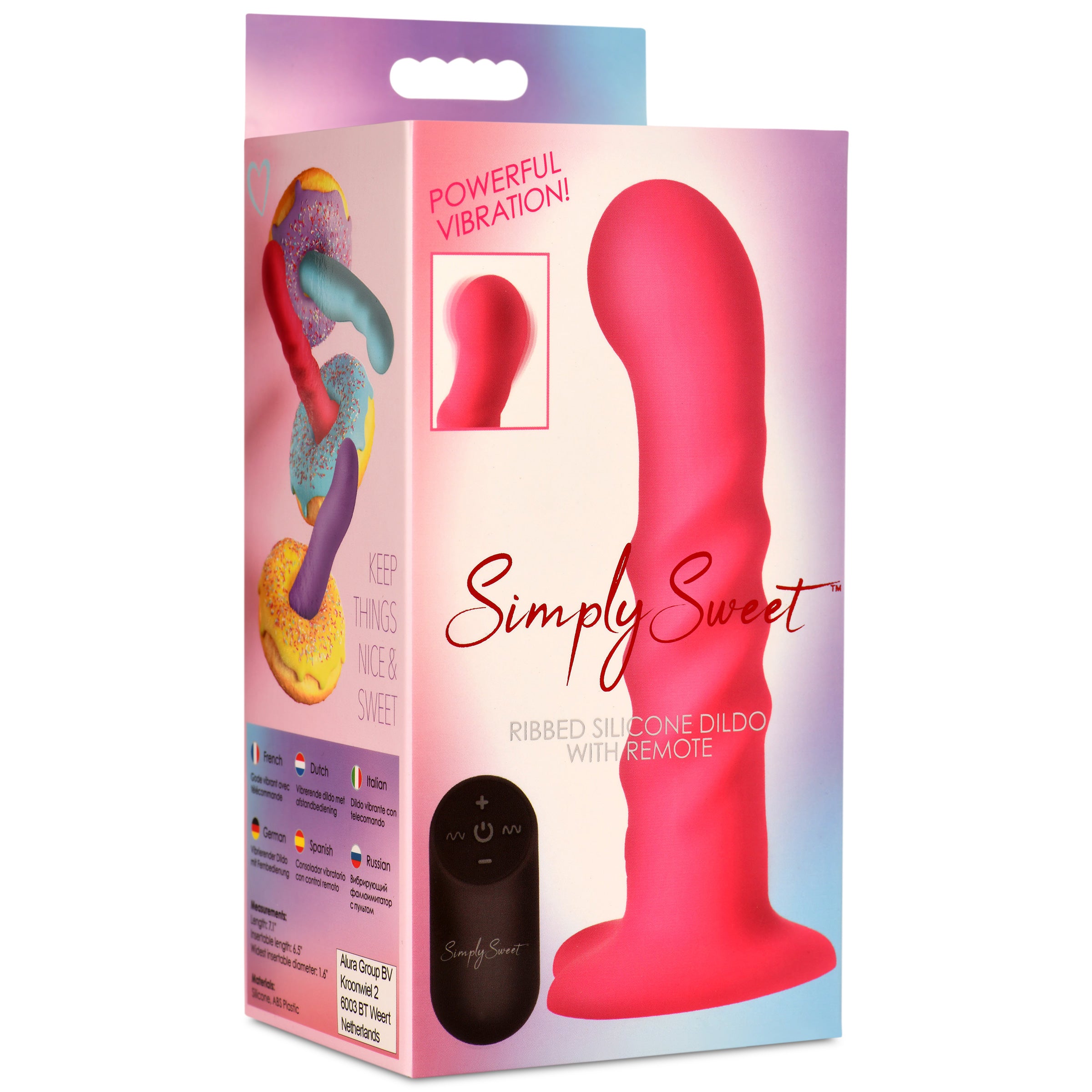 Simply Sweet 21X Vibrating Ribbed Silicone Dildo Pink