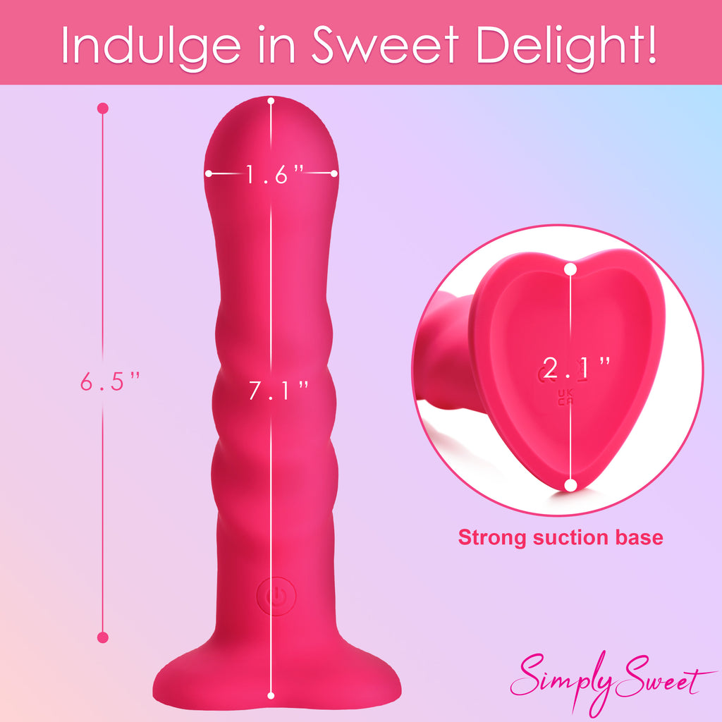 Simply Sweet 21X Vibrating Ribbed Silicone Dildo Pink