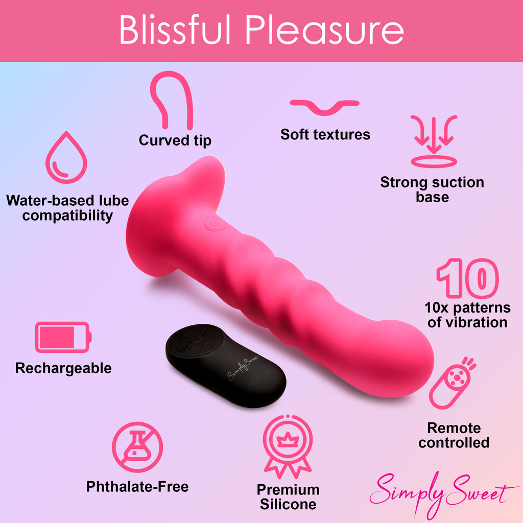 Simply Sweet 21X Vibrating Ribbed Silicone Dildo Pink