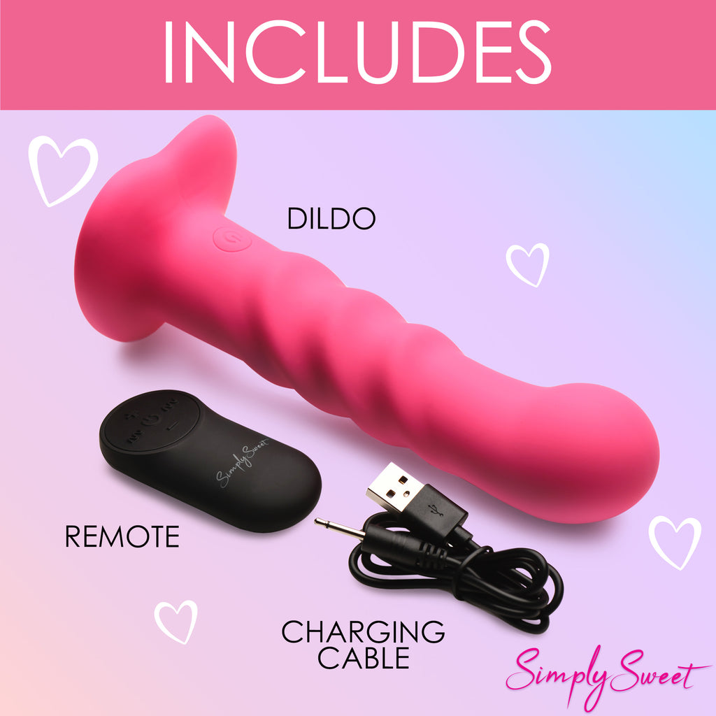 Simply Sweet 21X Vibrating Ribbed Silicone Dildo Pink