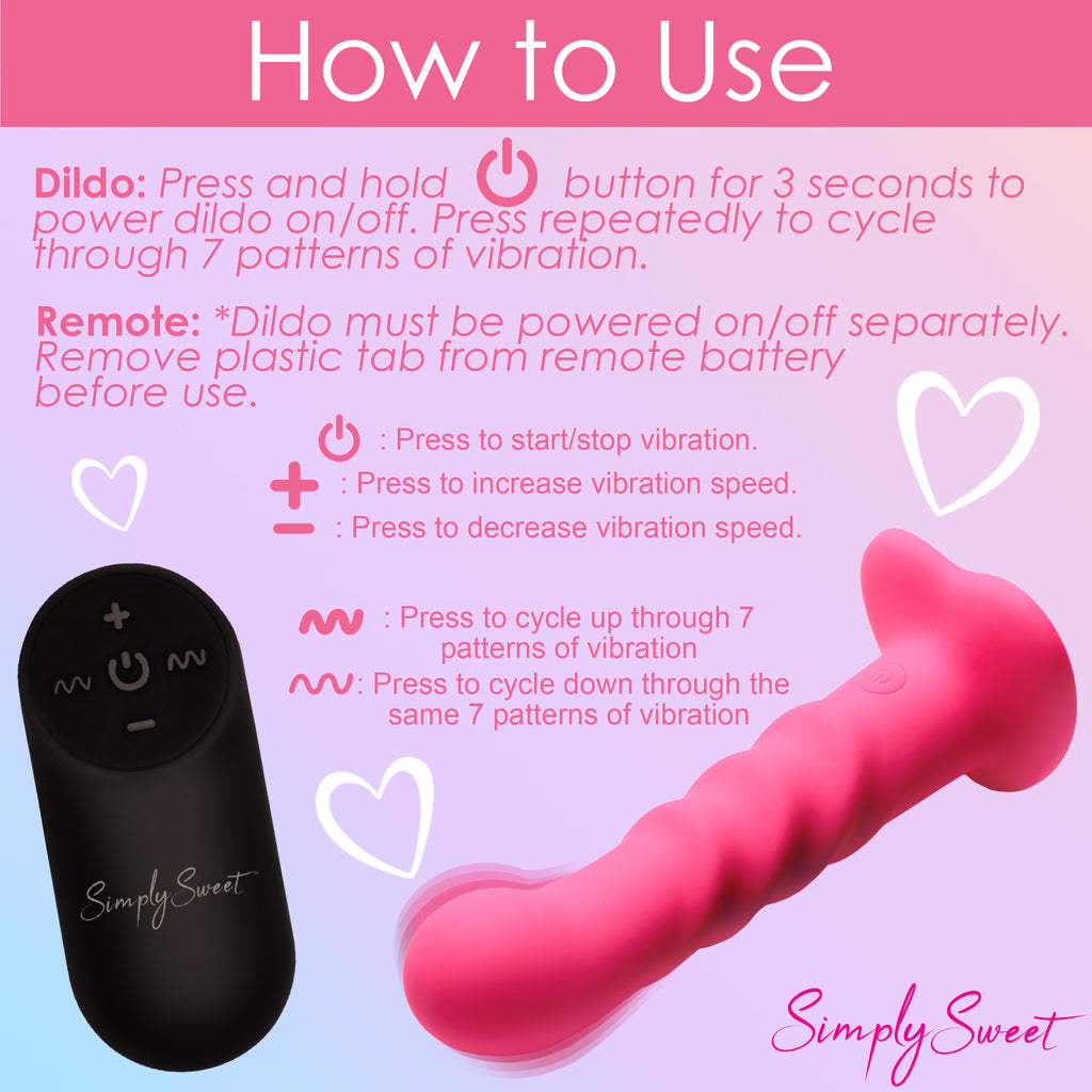 Simply Sweet 21X Vibrating Ribbed Silicone Dildo Pink