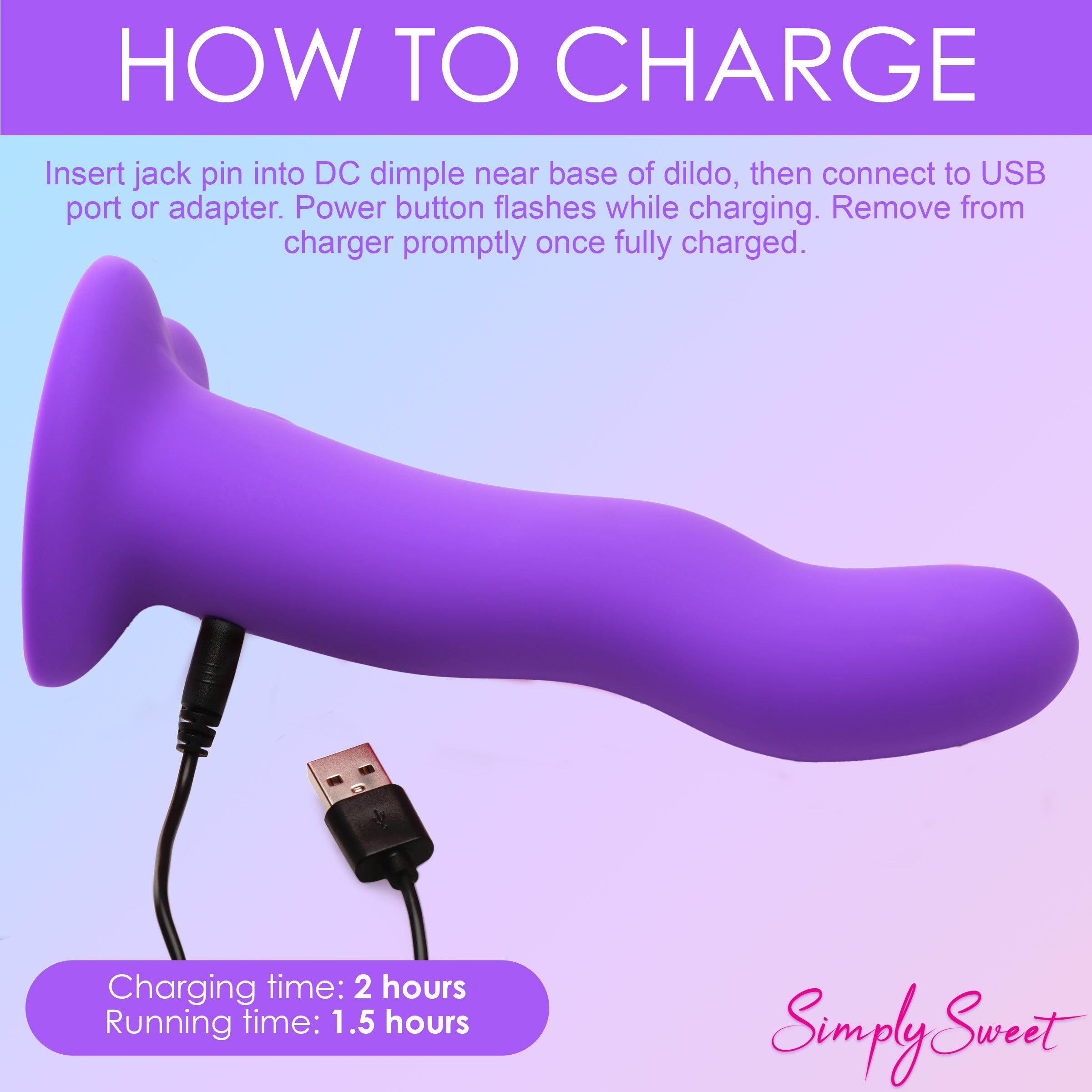 Simply Sweet 21X Vibrating Wavy Silicone Dildo Purple