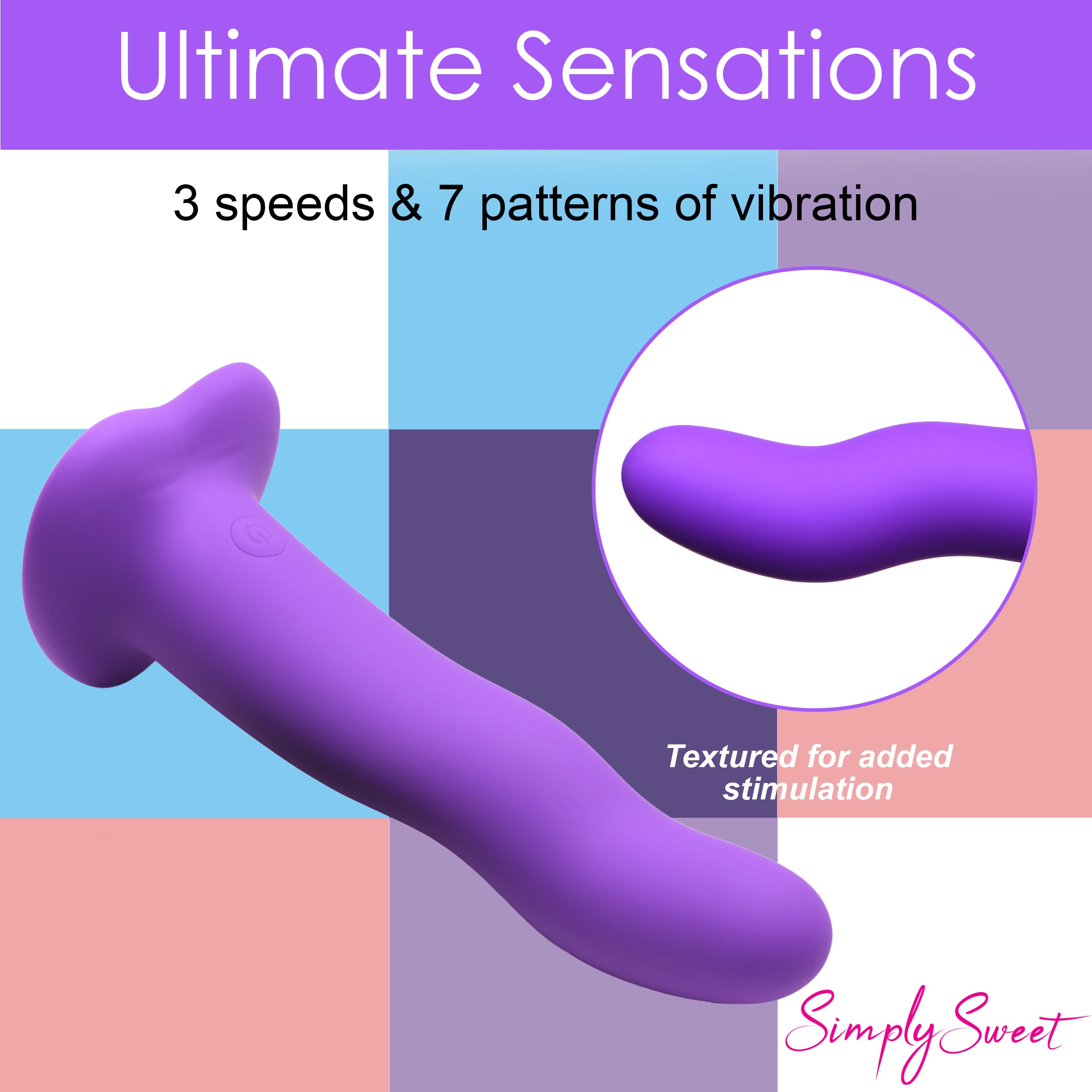 Simply Sweet 21X Vibrating Wavy Silicone Dildo Purple