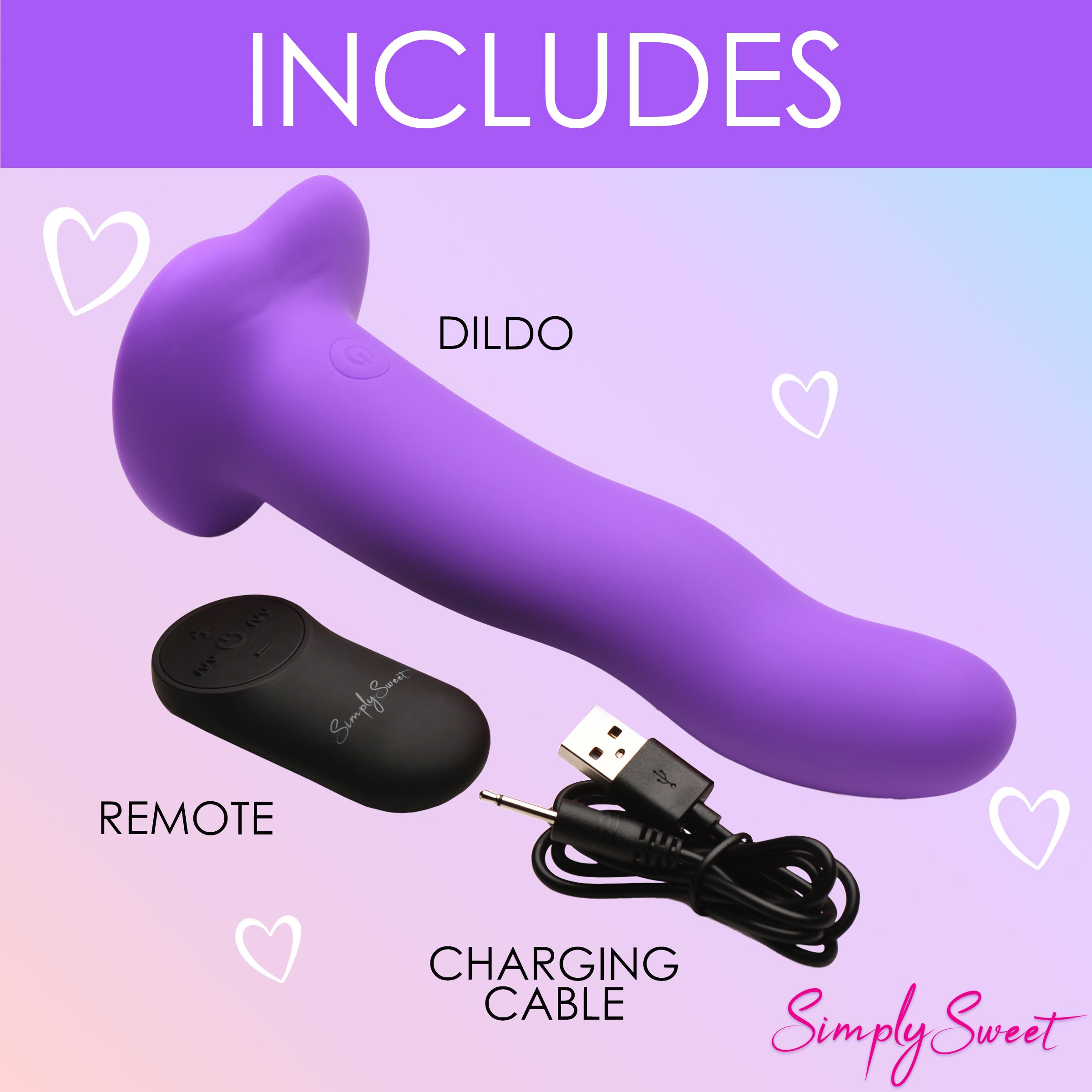 Simply Sweet 21X Vibrating Wavy Silicone Dildo Purple