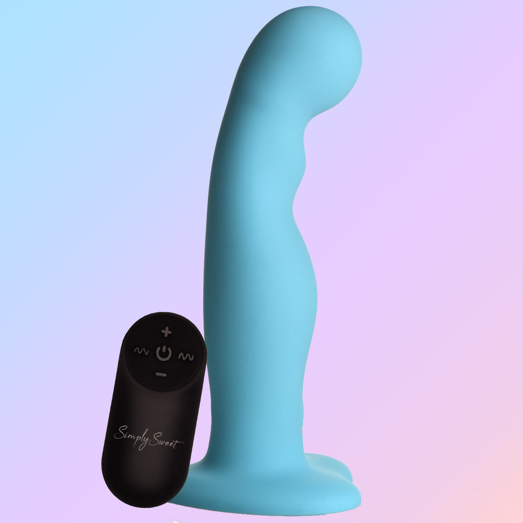 Simply Sweet 21X Vibrating Thick Silicone Dildo Blue