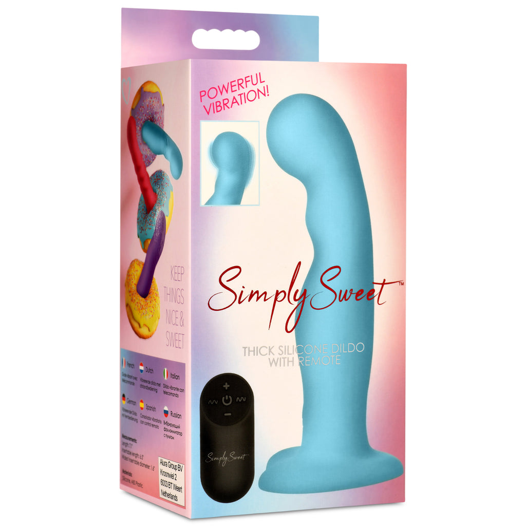 Simply Sweet 21X Vibrating Thick Silicone Dildo Blue