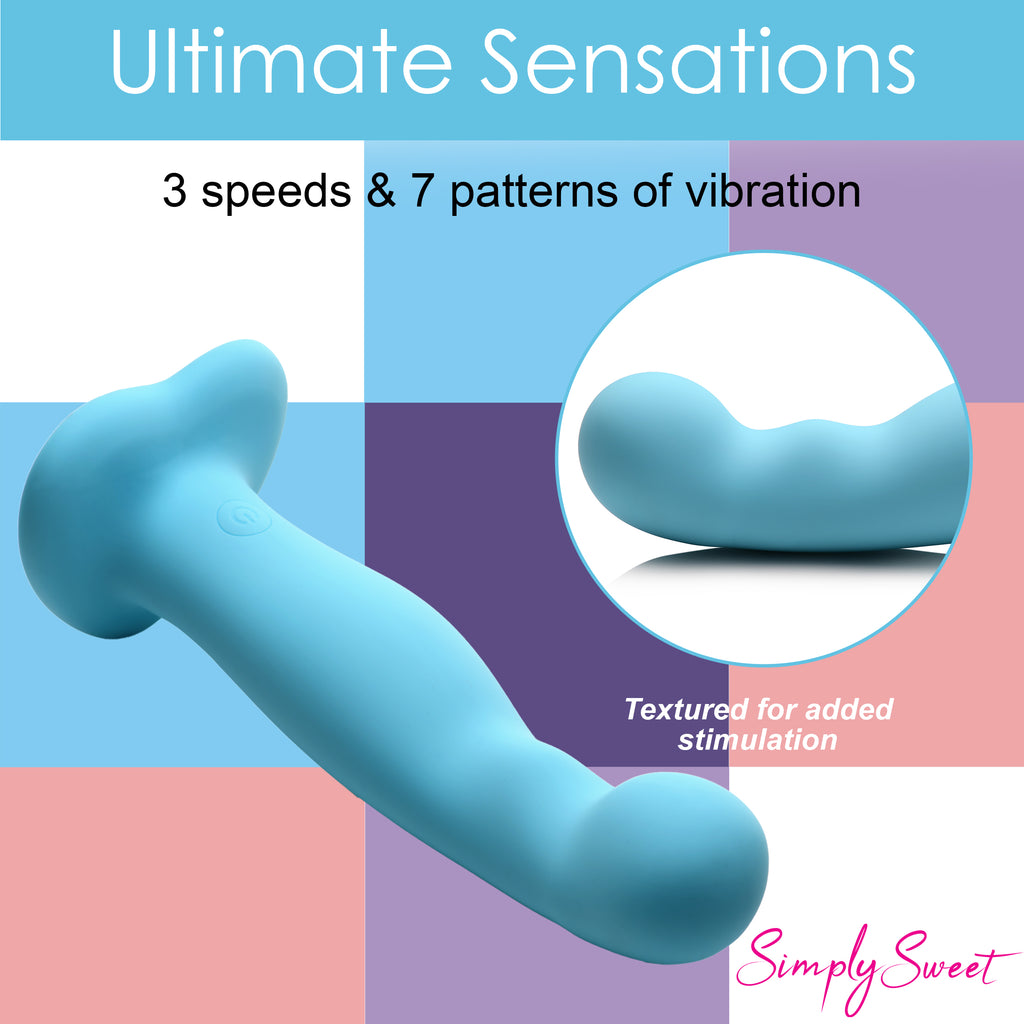 Simply Sweet 21X Vibrating Thick Silicone Dildo Blue