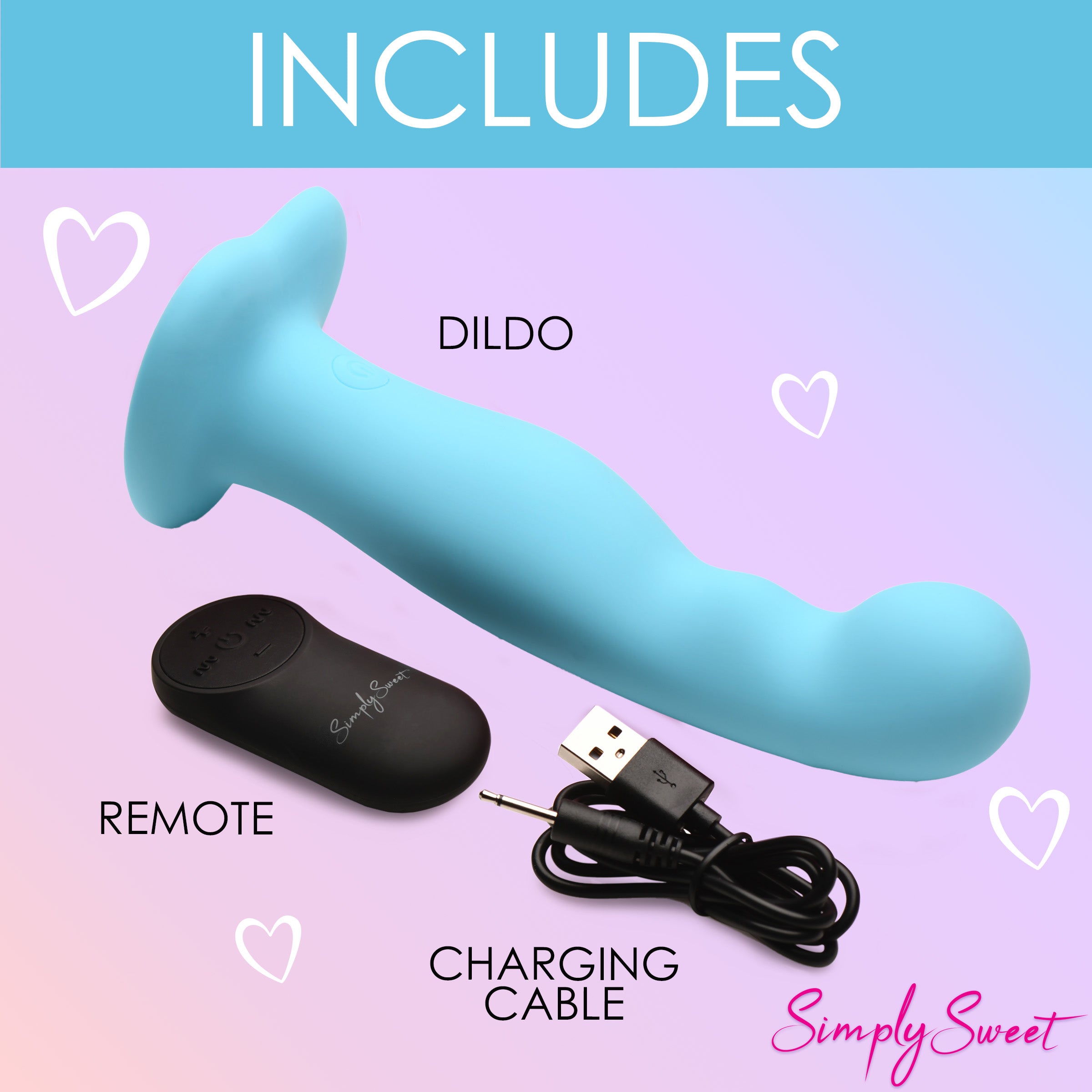 Simply Sweet 21X Vibrating Thick Silicone Dildo Blue