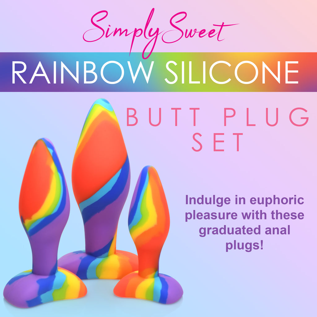 Simply Sweet 3 Piece Rainbow  Silicone Butt Plug Set Multi