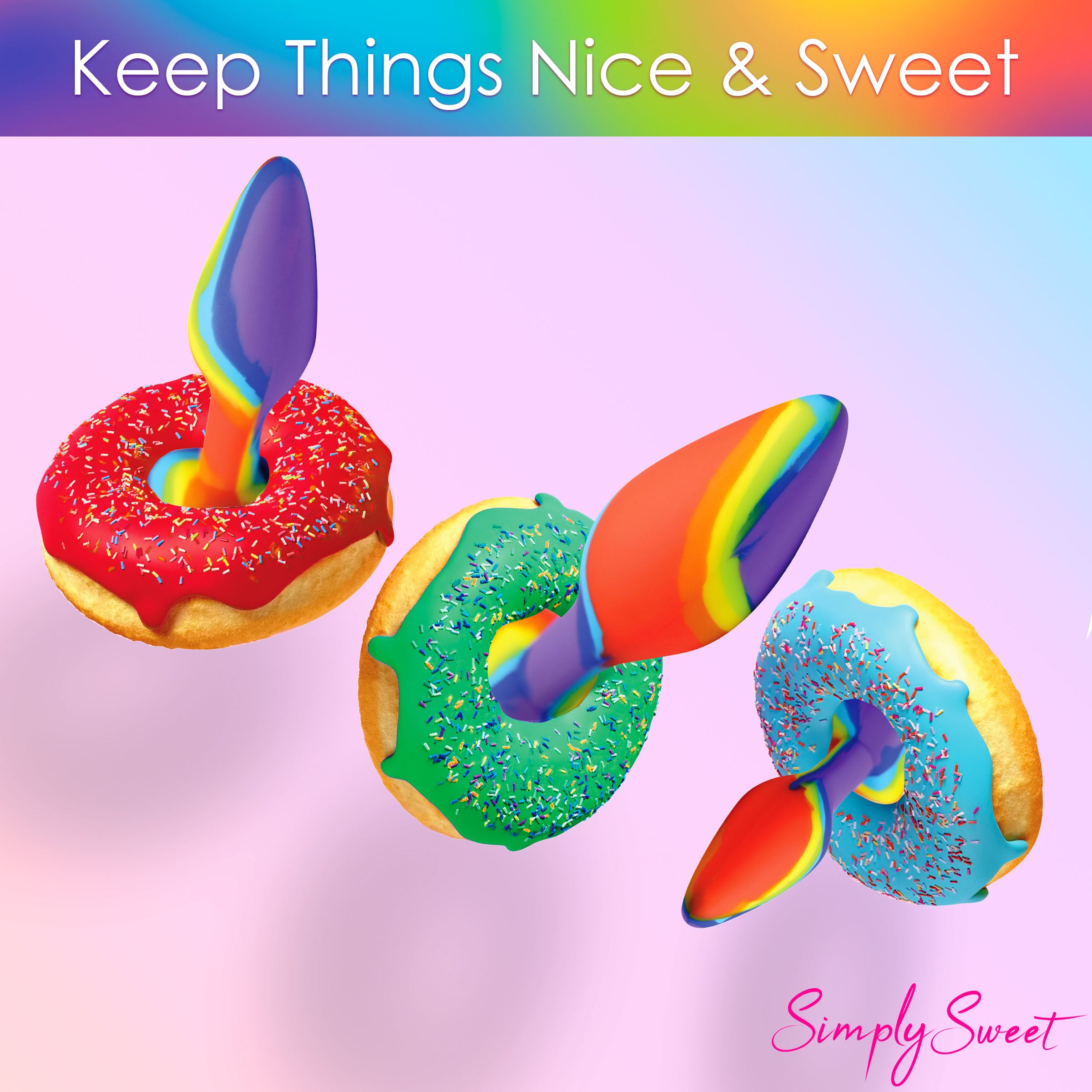 Simply Sweet 3 Piece Rainbow  Silicone Butt Plug Set Multi