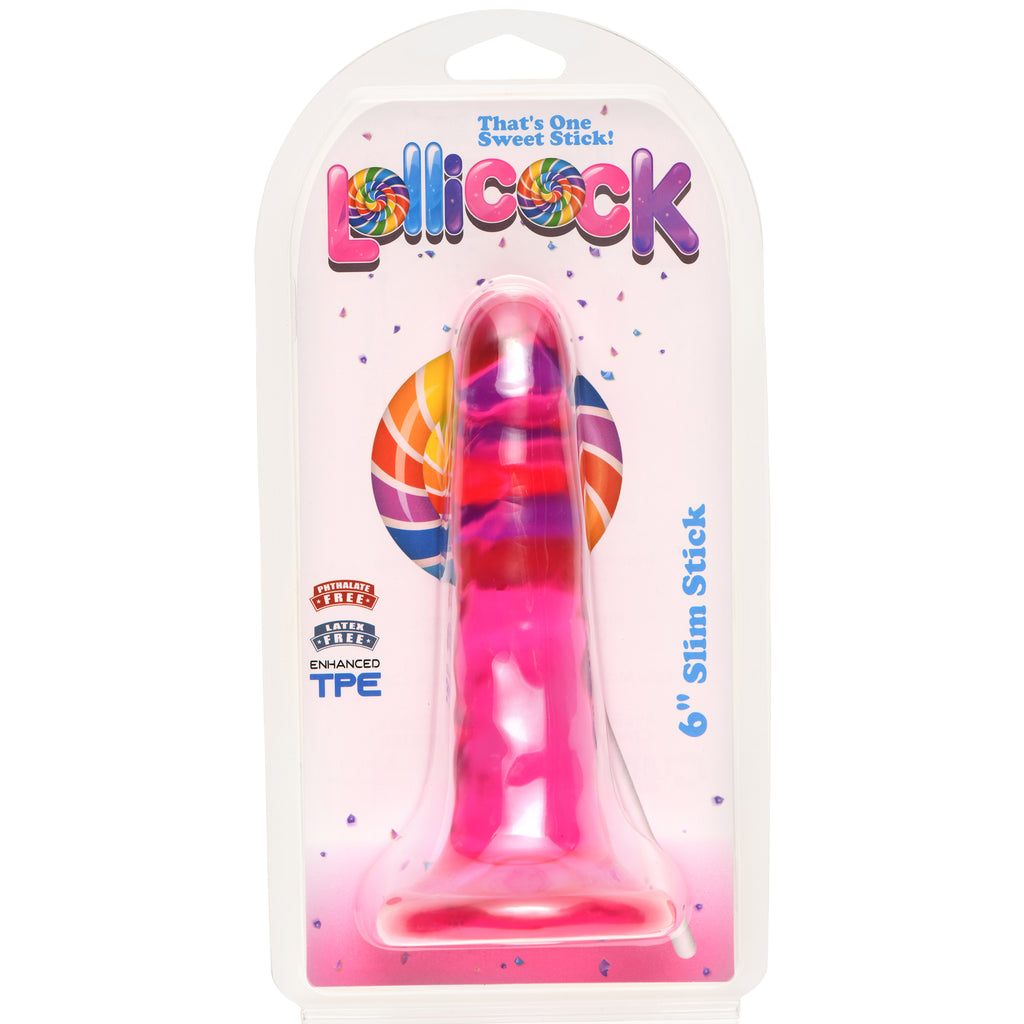 Lollicock 6 Inch Slim Stick Cherry Ice Dildo Red