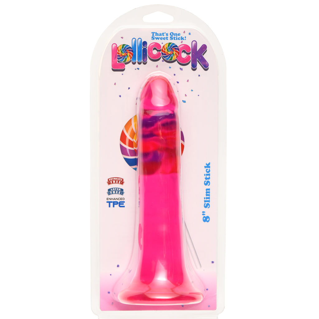 Lollicock 8 Inch Slim Stick Cherry Ice Dildo Red