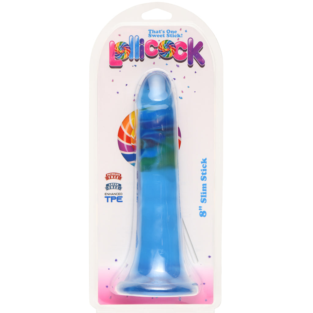 Lollicock 8 Inch Slim Stick Berry Ice Dildo Blue