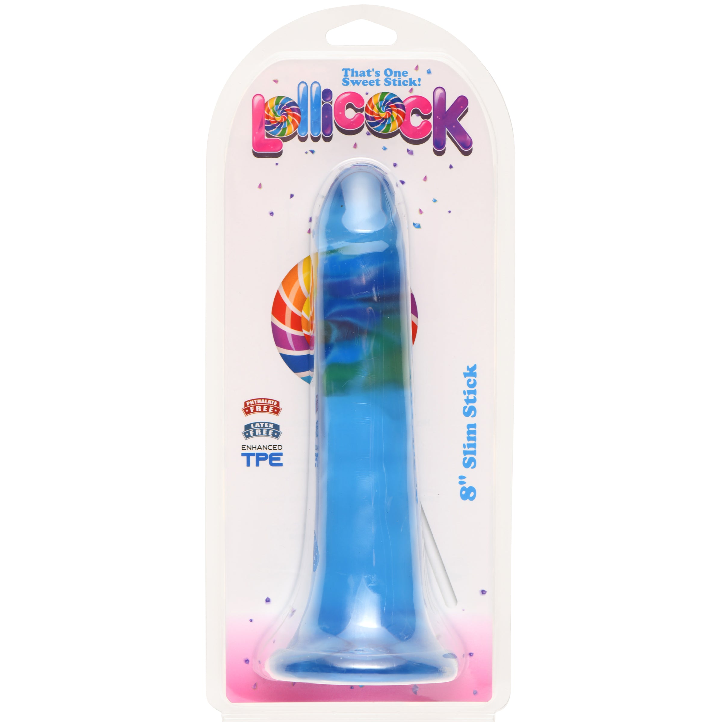 Lollicock 8 Inch Slim Stick Berry Ice Dildo Blue