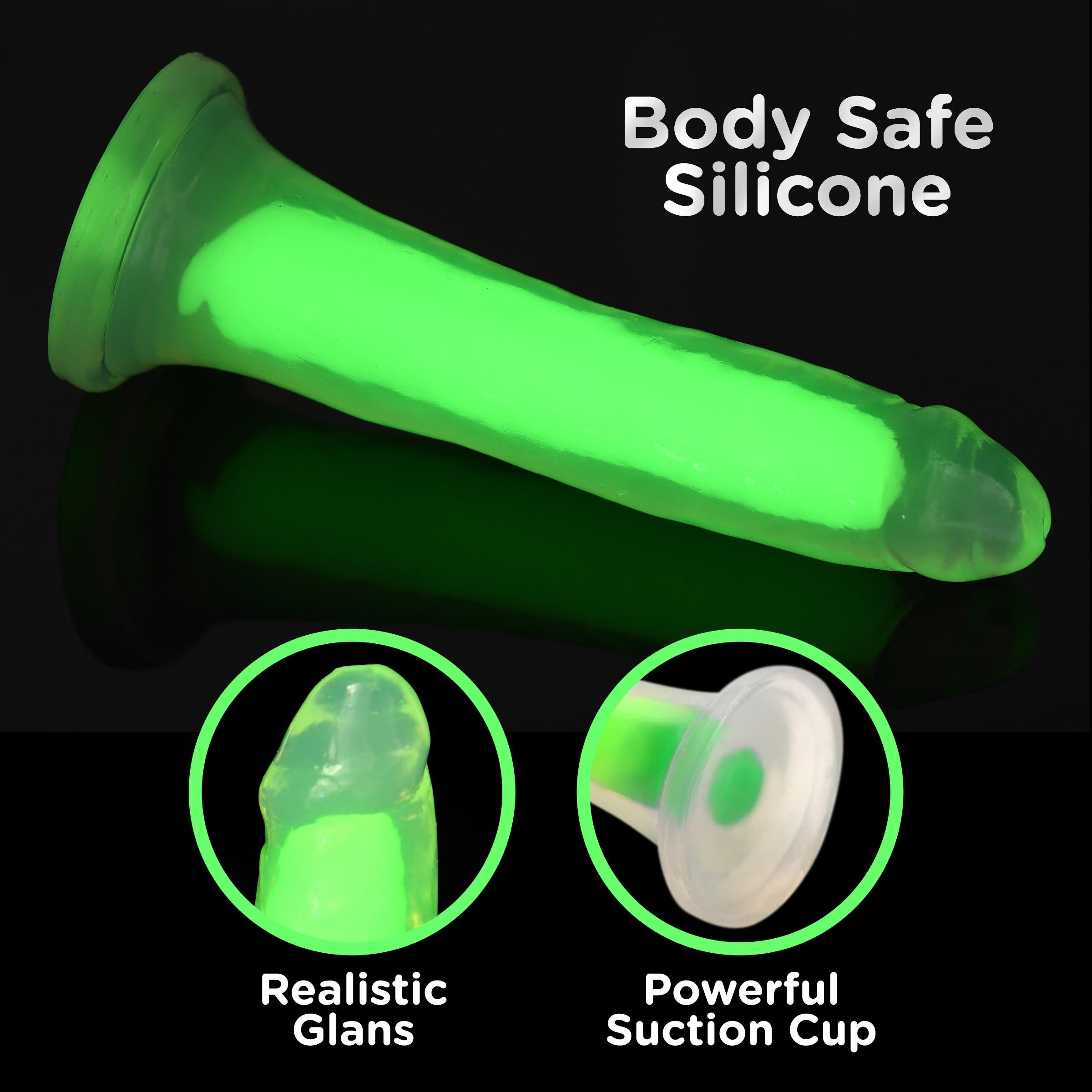 Lollicock 7 Inch Glow-in-the-Dark Silicone Dildo - Green Green