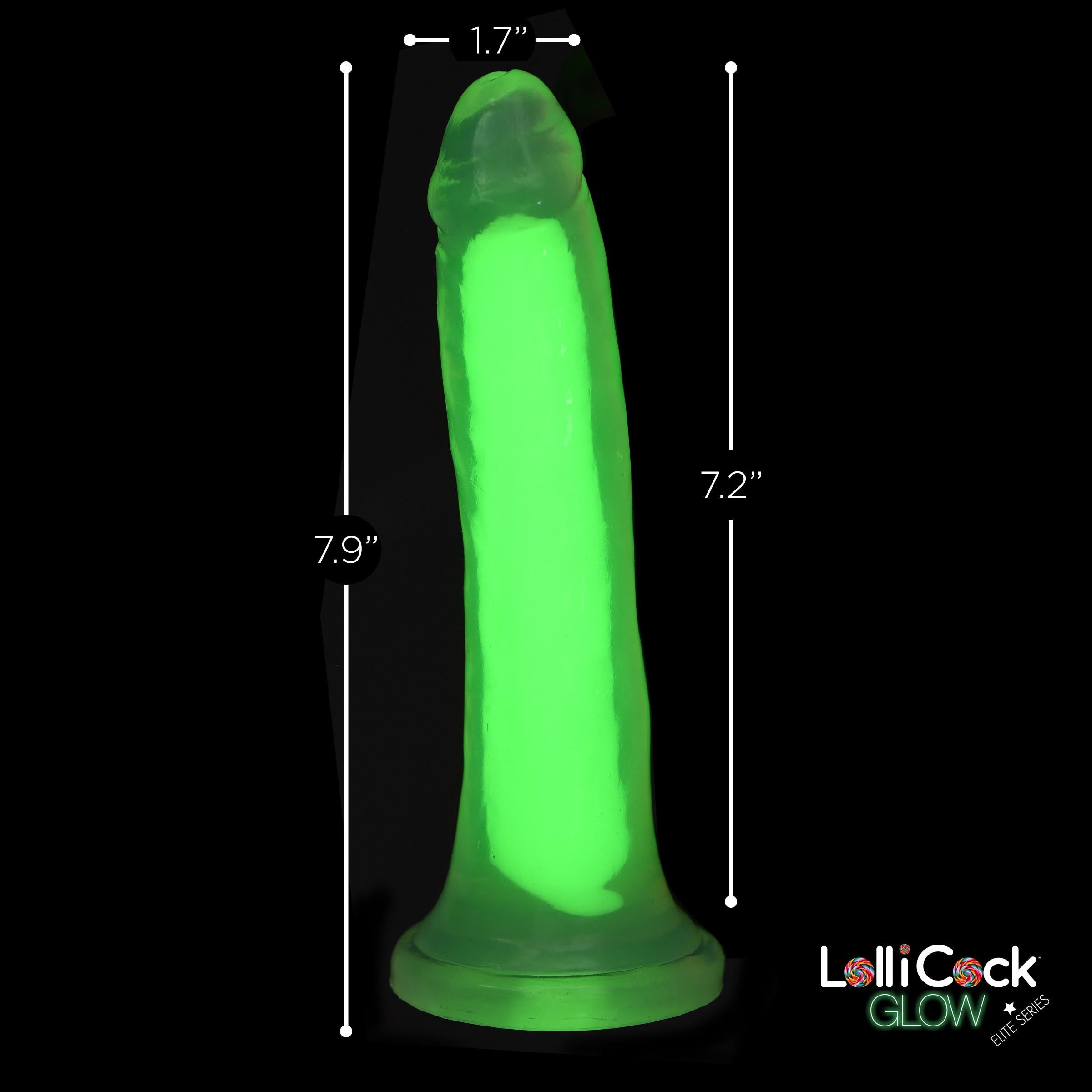 Lollicock 7 Inch Glow-in-the-Dark Silicone Dildo - Green Green