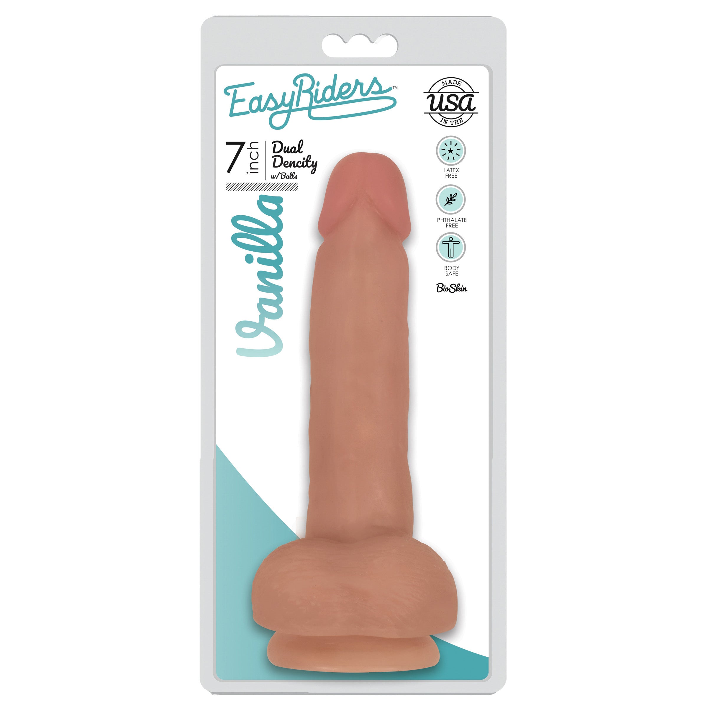 Easy Riders Easy Riders 7 Inch Dual Density Dildo With Balls - Flesh Flesh