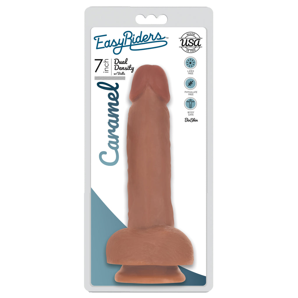Easy Riders Easy Riders 7 Inch Dual Density Dildo With Balls - Tan Tan