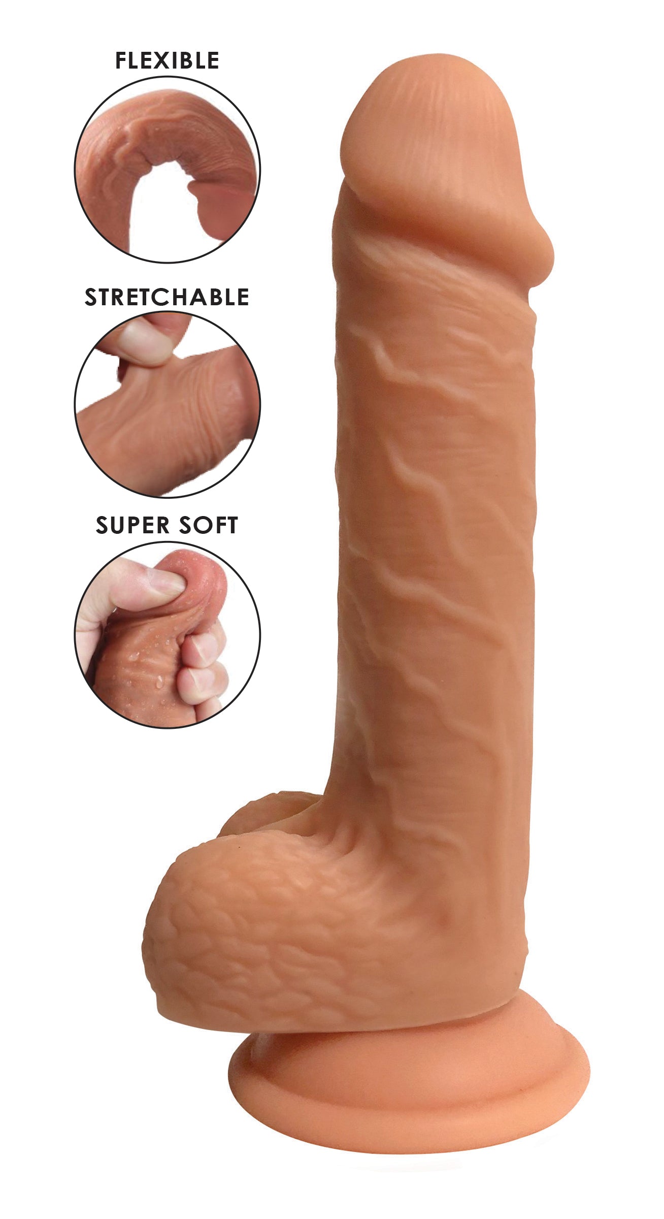 Easy Riders Easy Riders Dual Density Silicone Dildo - 7 Inch Flesh