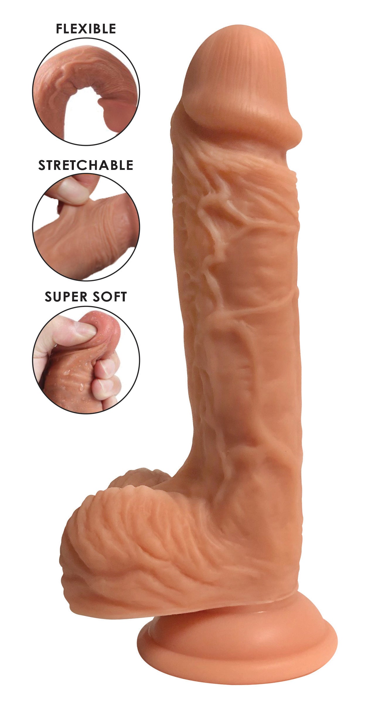 Easy Riders Easy Riders Dual Density Silicone Dildo - 8 Inch Flesh