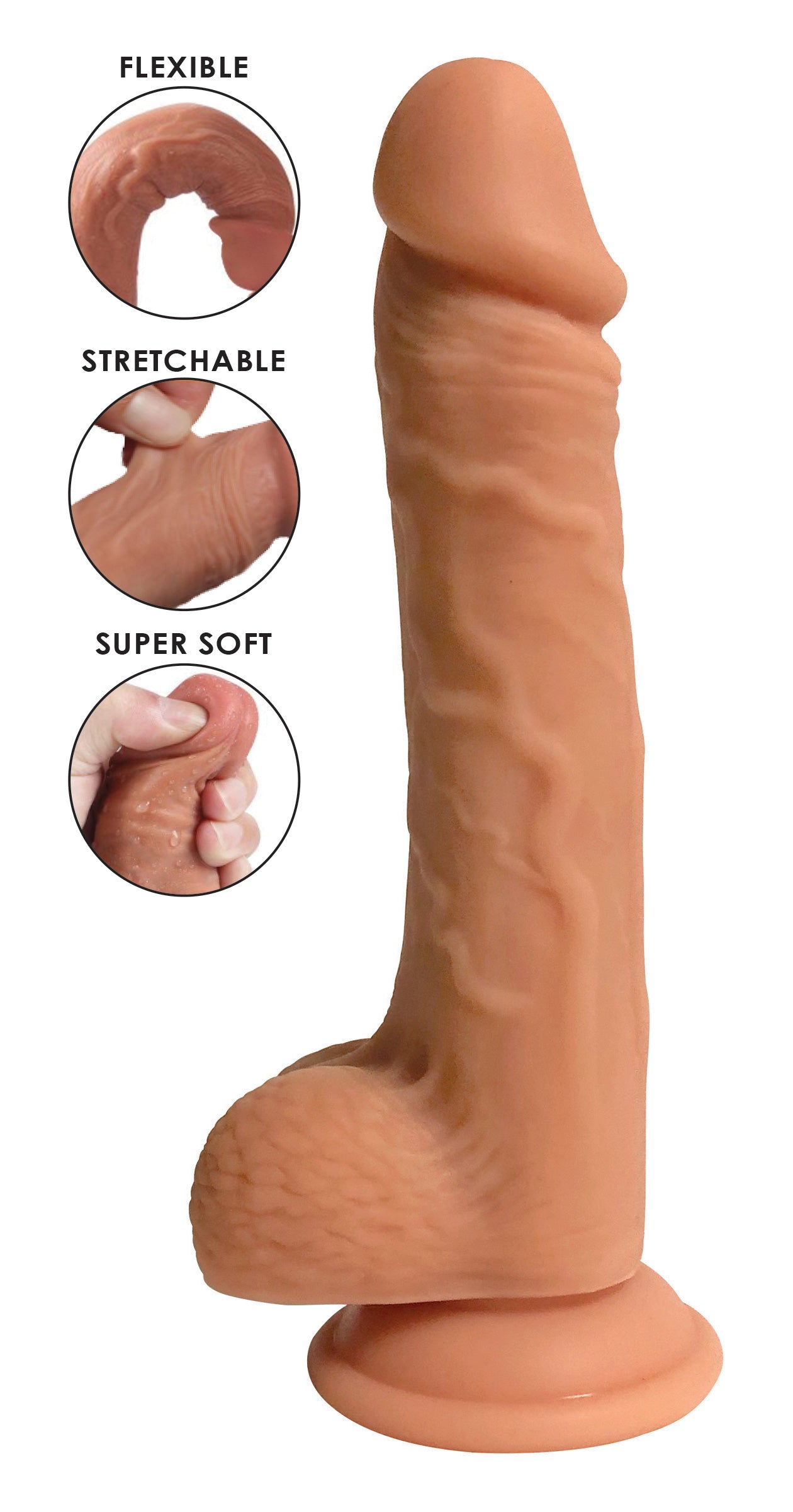 Easy Riders Easy Riders Dual Density Silicone Dildo - 9 Inch Flesh