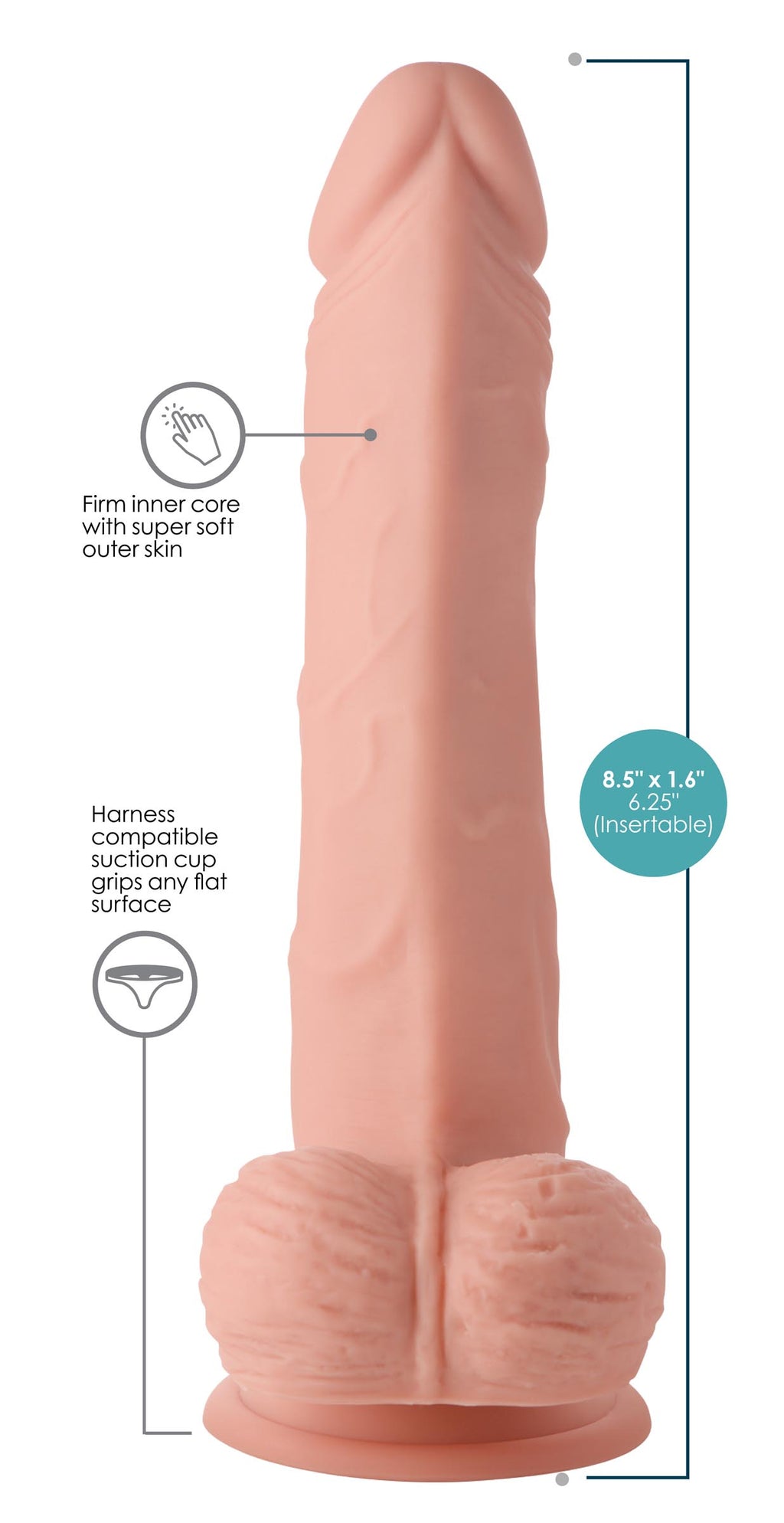 Easy Riders Thrusting and Vibrating 8 Inch Dildo - Light Flesh