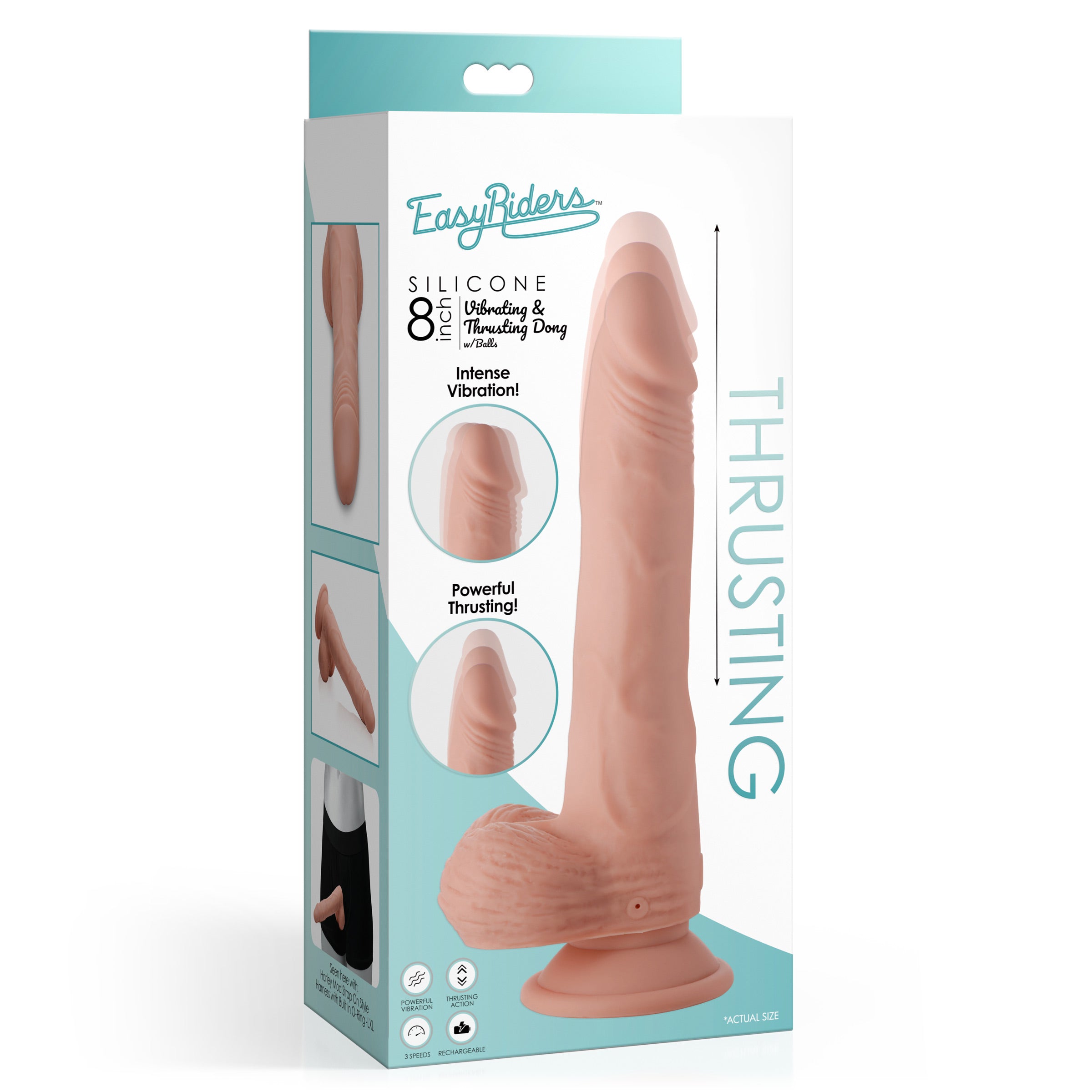 Easy Riders Thrusting and Vibrating 8 Inch Dildo - Light Flesh