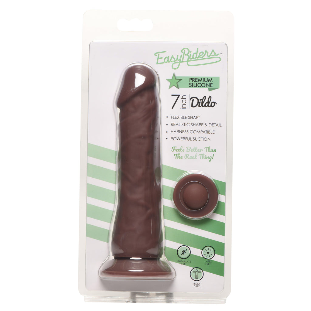 Easy Riders Easy Riders 7 Inch Silicone Dildo - Dark Brown