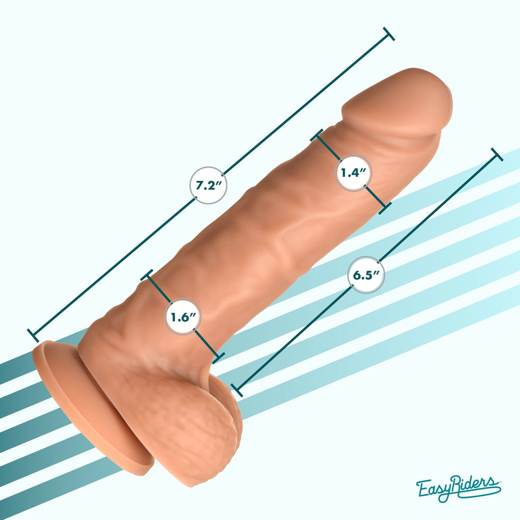 Easy Riders Easy Riders 7 Inch Silicone Dildo with Balls - Medium Tan