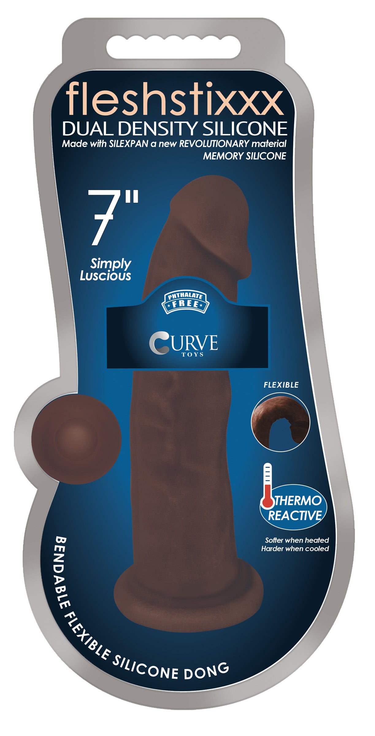 Fleshstixxx Silexpan Dark Hypoallergenic Silicone Dildo - 7 Inch Brown