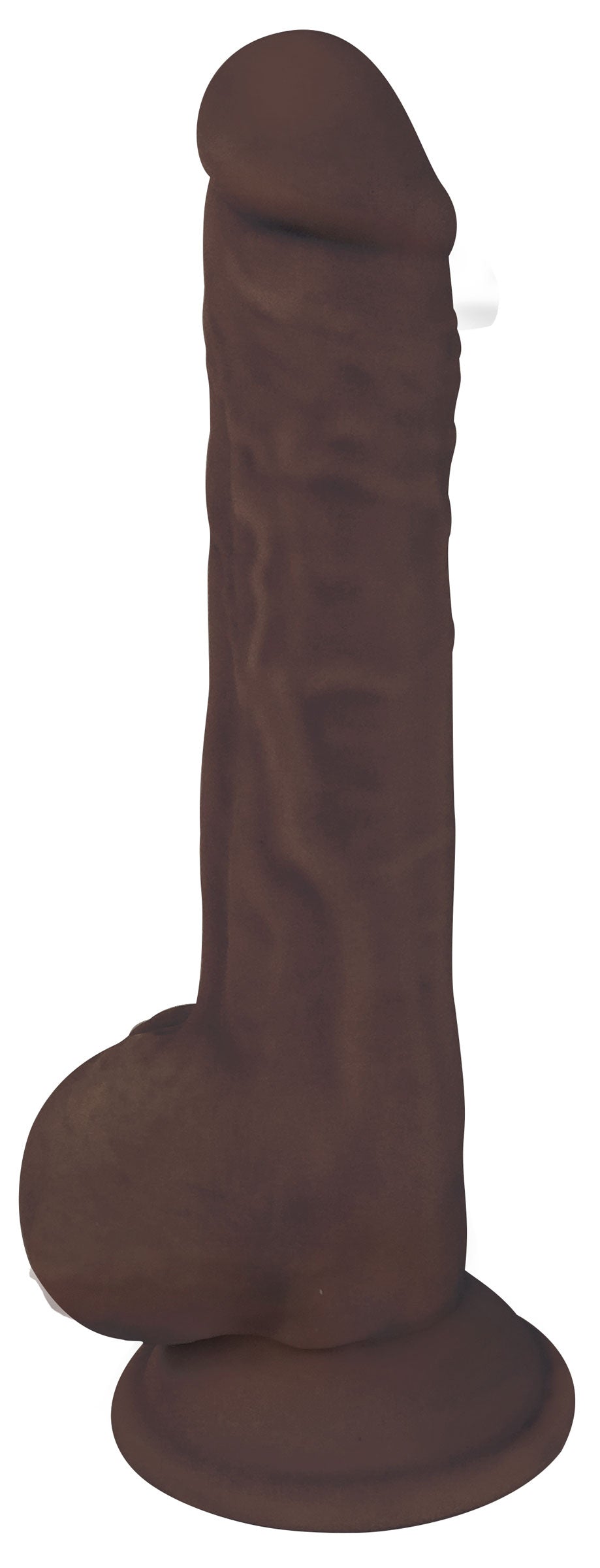 Fleshstixxx Silexpan Dark Hypoallergenic Silicone Dildo with Balls - 8 Inch Brown