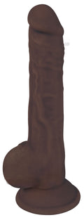 Fleshstixxx Silexpan Dark Hypoallergenic Silicone Dildo with Balls - 8 Inch Brown