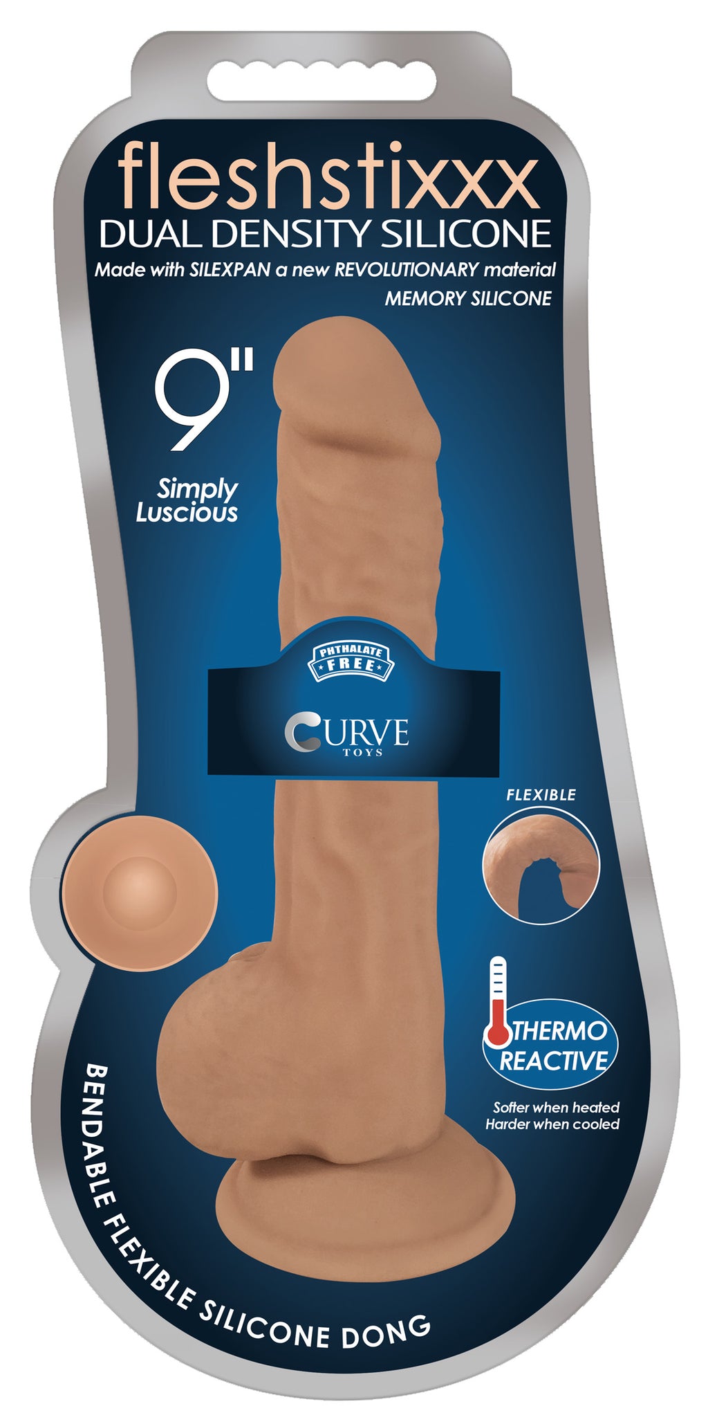 Fleshstixxx Silexpan Hypoallergenic Light Silicone Dildo with Balls - 9 Inch Tan