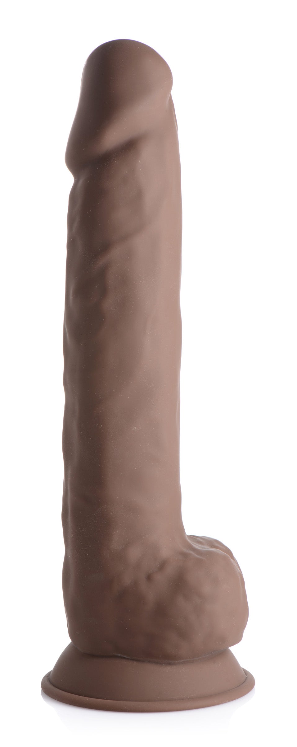 Fleshstixxx Silexpan Dark Hypoallergenic Silicone Dildo with Balls - 10 Inch Brown