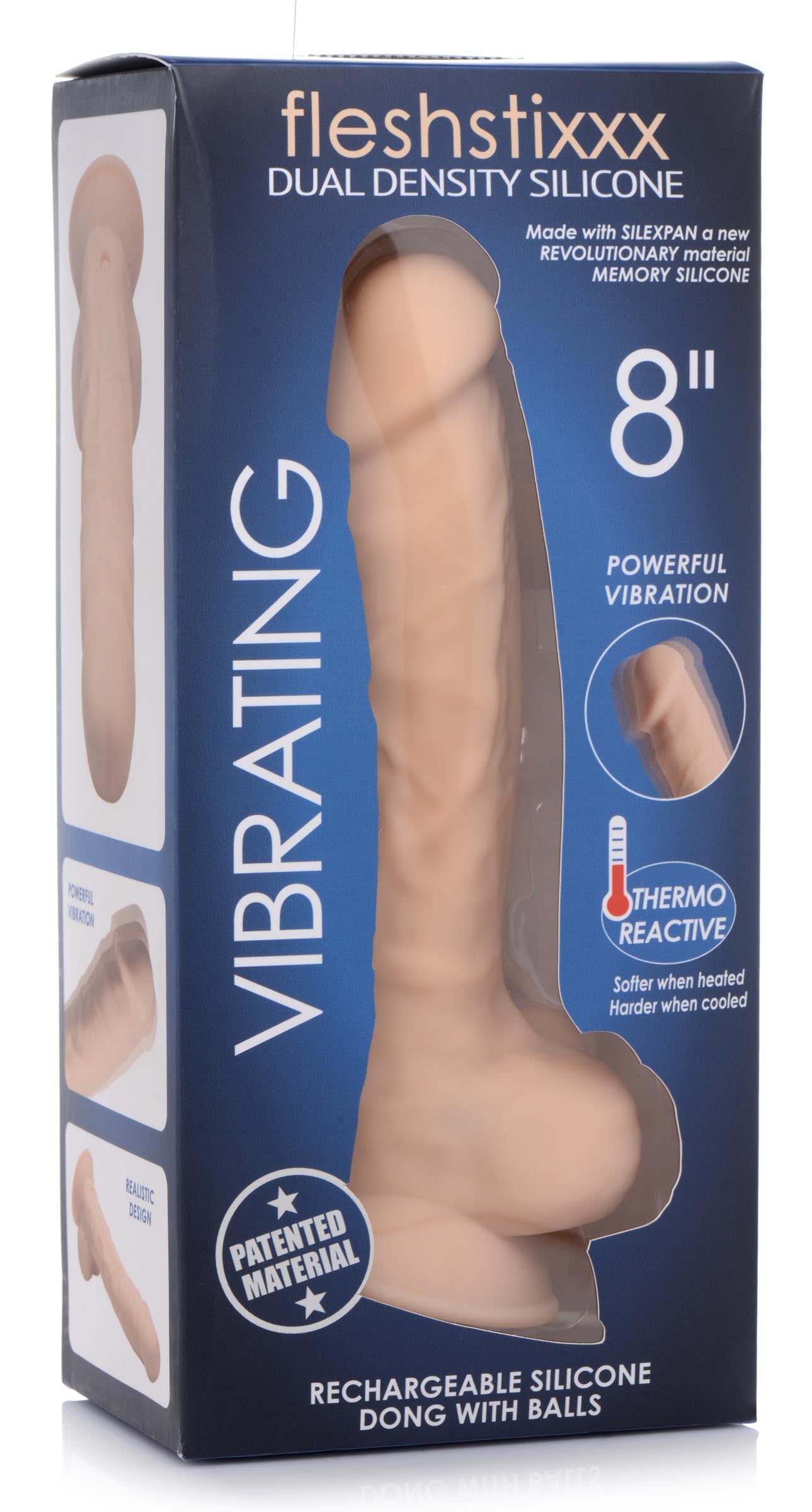 Fleshstixxx 8 Inch Silexpan Hypoallergenic Silicone Vibrating Dildo - Light Flesh