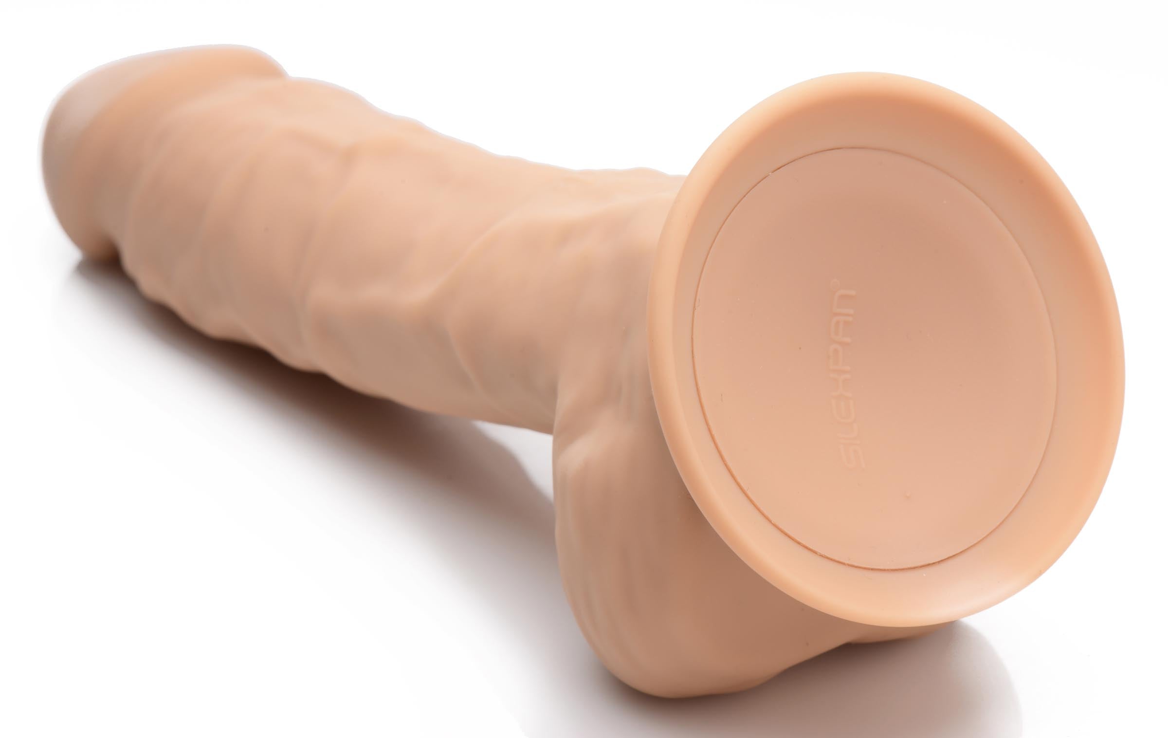 Fleshstixxx 8 Inch Silexpan Hypoallergenic Silicone Vibrating Dildo - Medium Tan