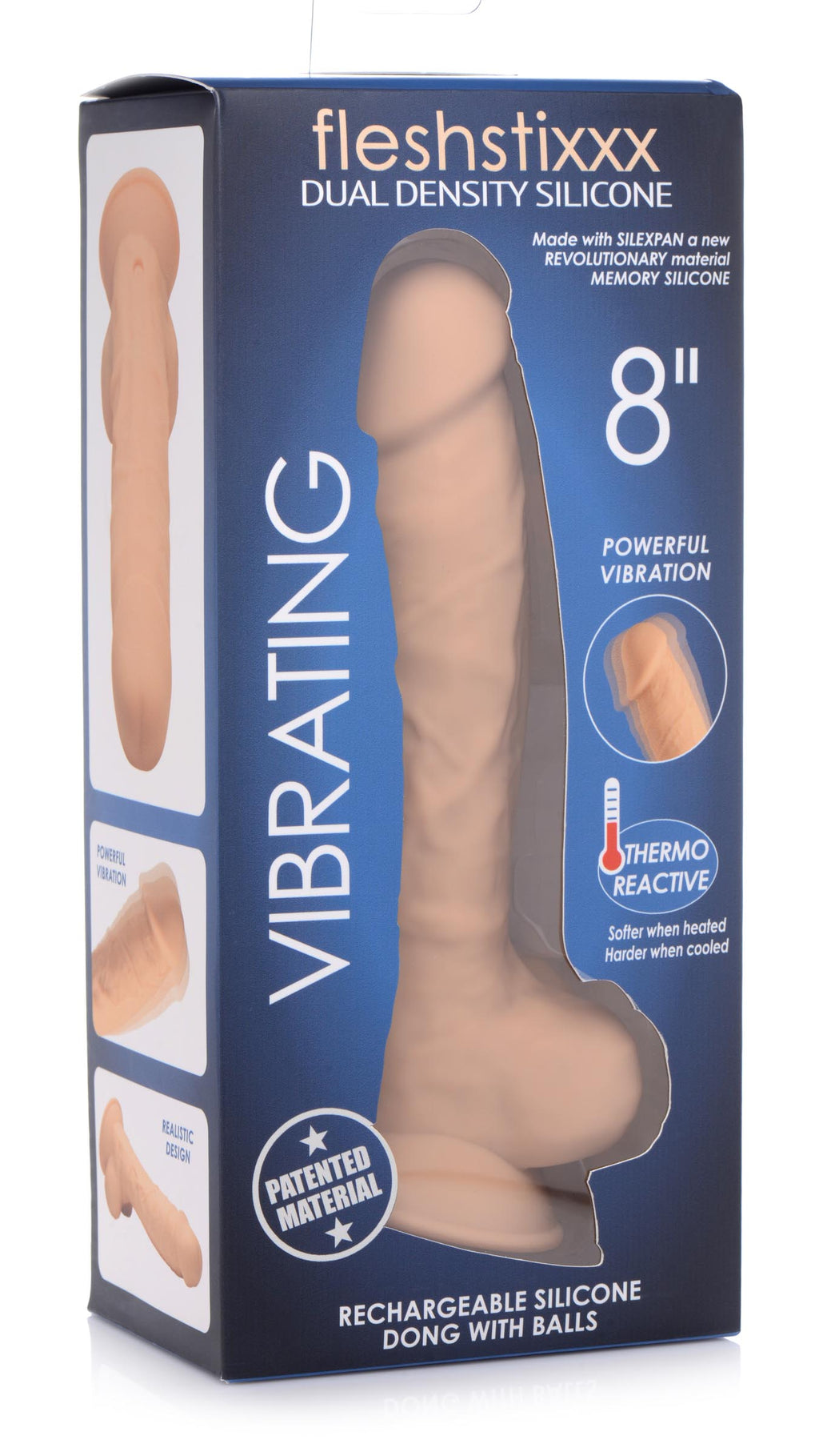 Fleshstixxx 8 Inch Silexpan Hypoallergenic Silicone Vibrating Dildo - Medium Tan