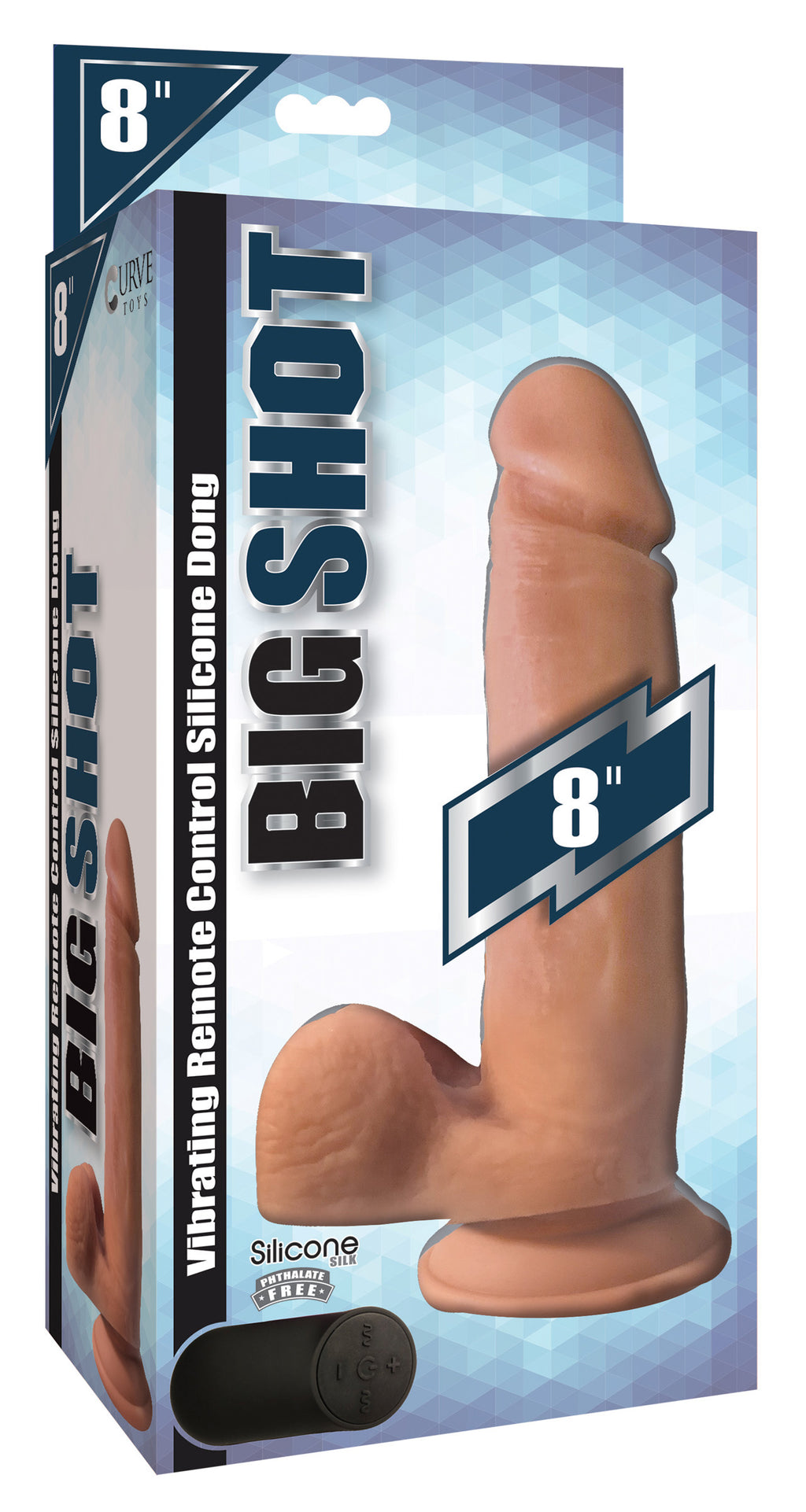 Big Shot Big Shot Vibrating Remote Control Silicone Dildo with Balls - 8 Inch Flesh