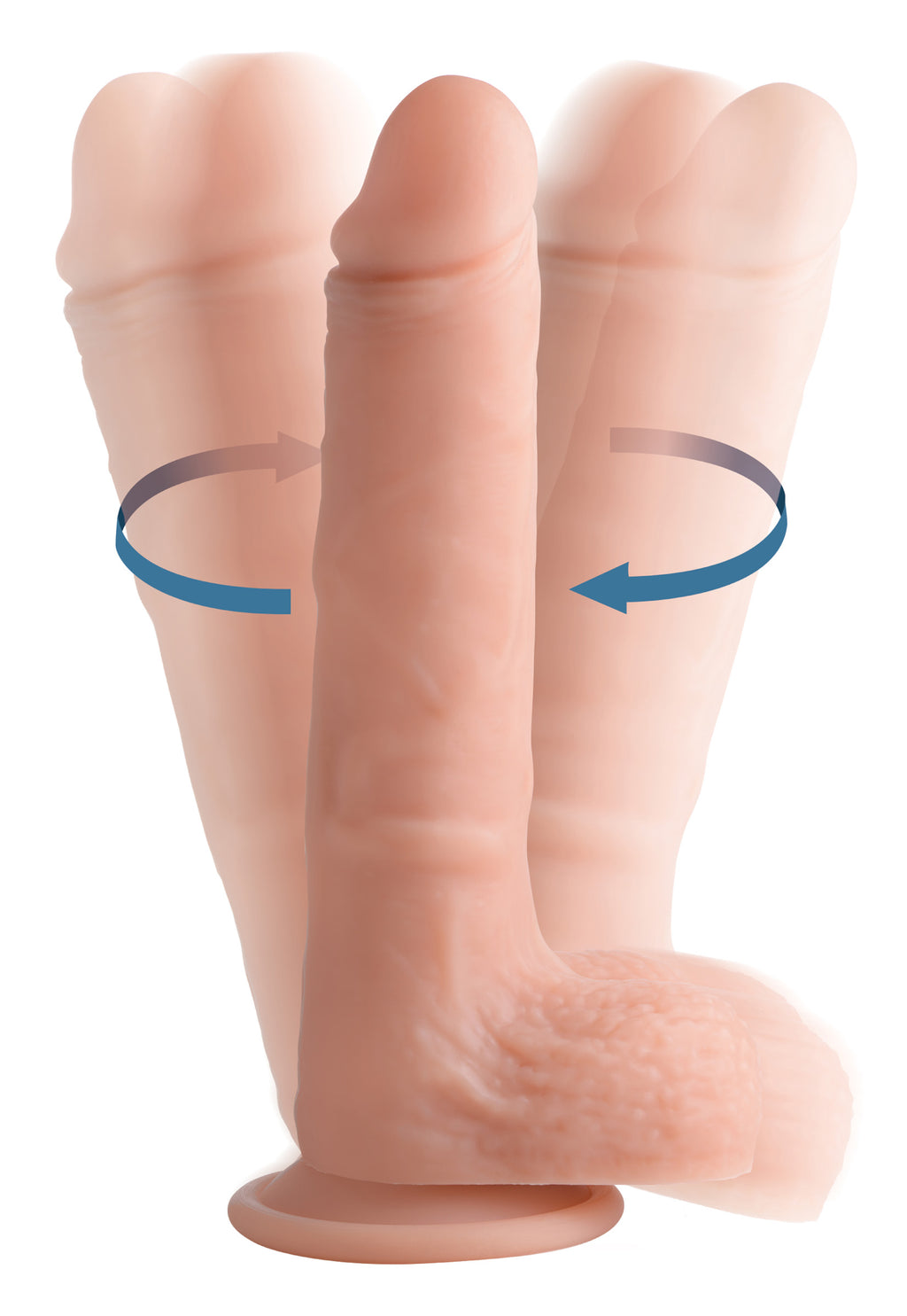 Big Shot Vibrating and Rotating Remote Control Silicone Dildo with Balls - 9 Inch Flesh