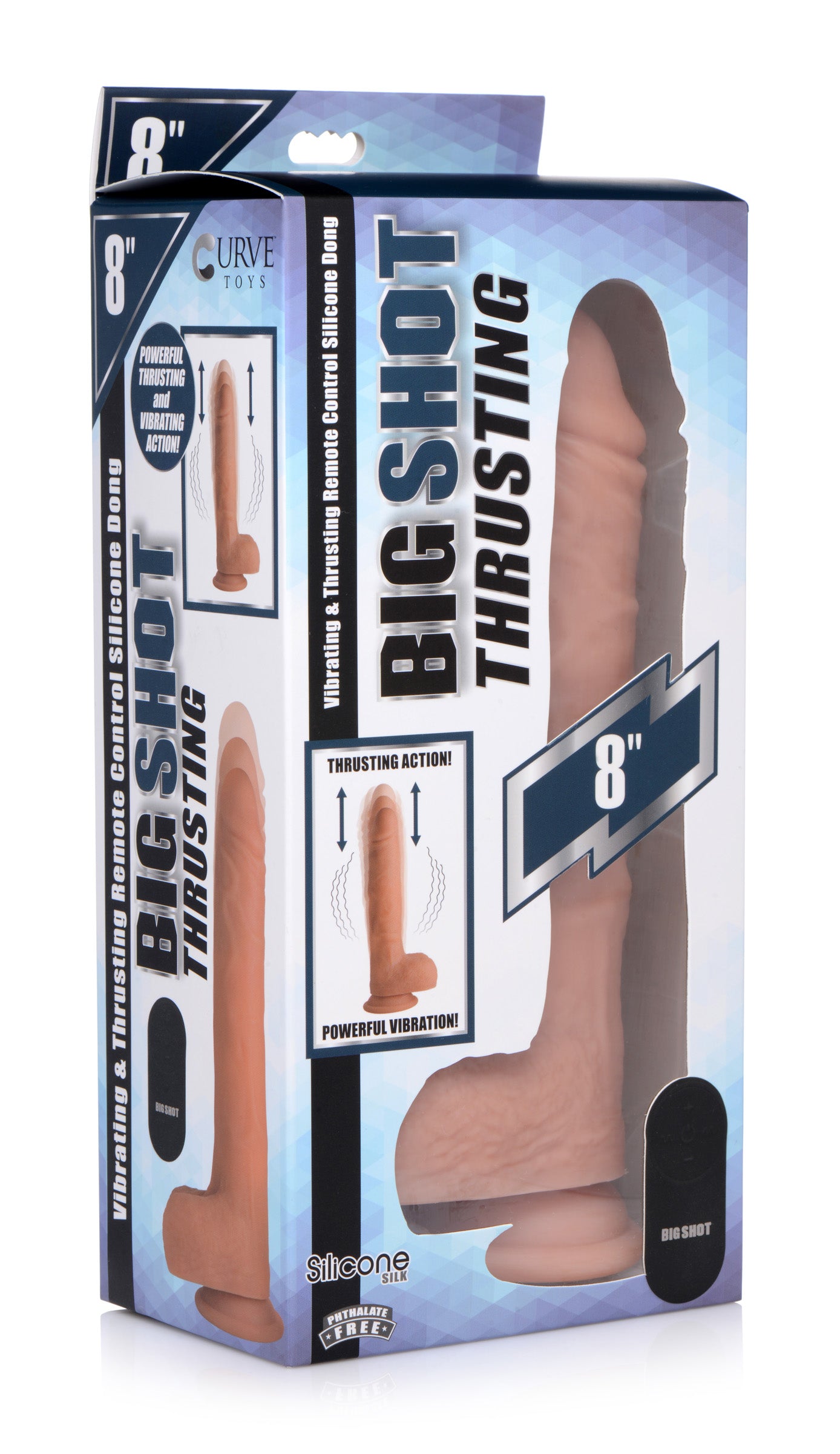 Big Shot Vibrating & Thrusting Remote Control Silicone Dildo - 9 Inch Flesh